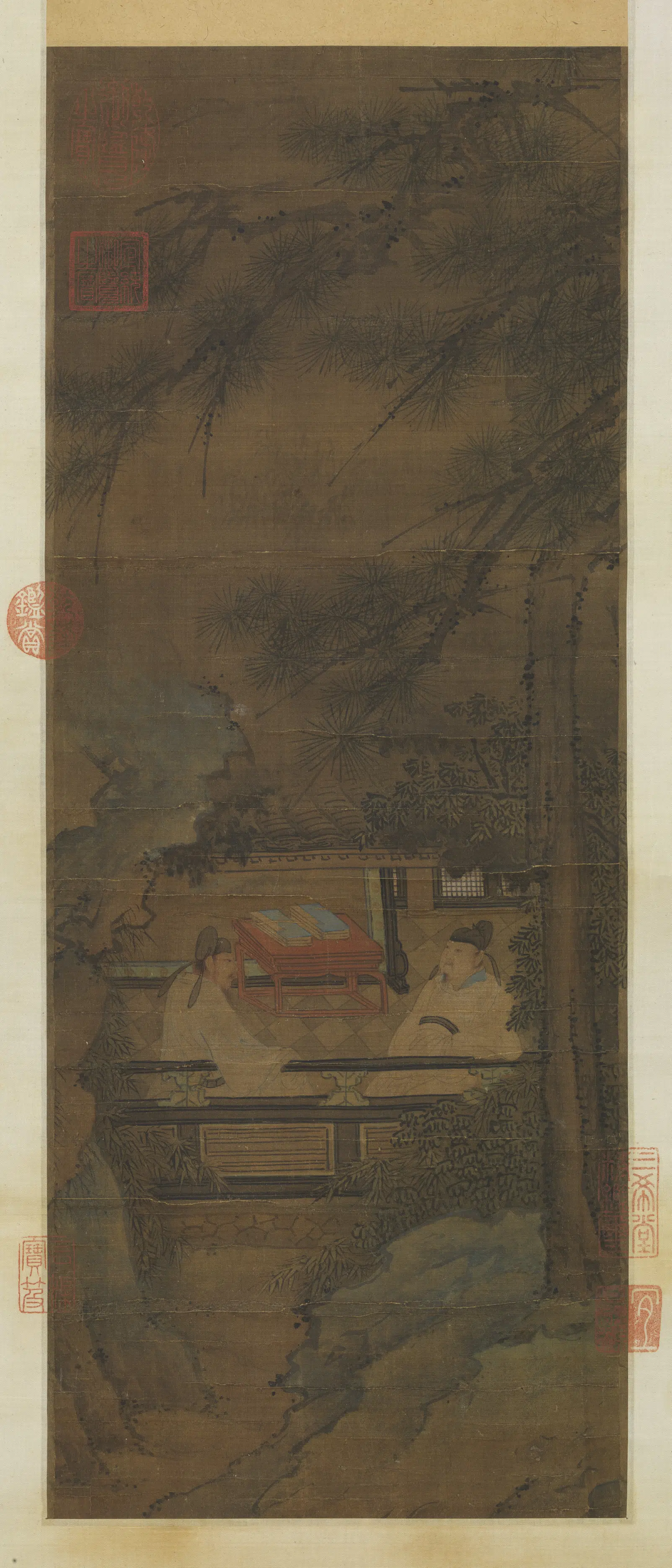 宋代《宋人松溪书屋图轴》