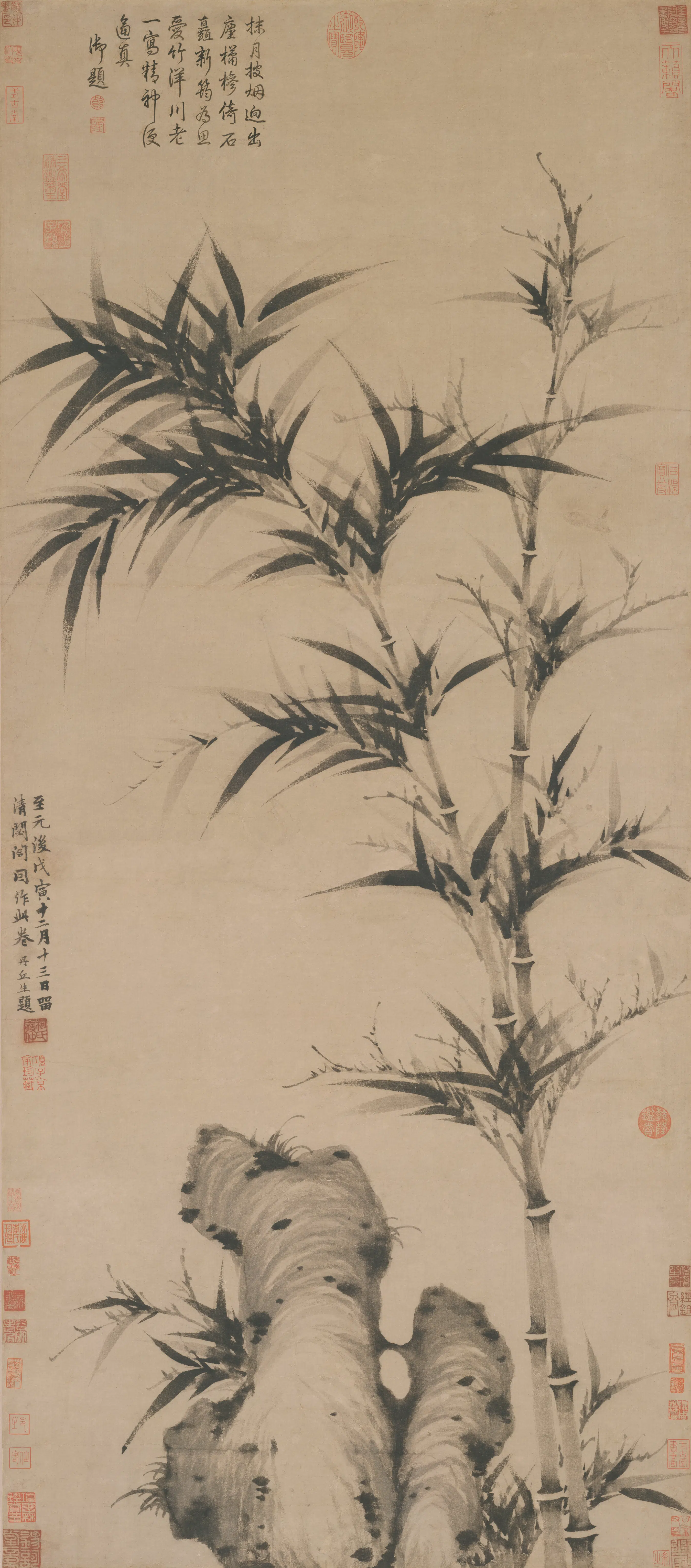 元朝【柯九思】《清閟阁墨竹图轴》