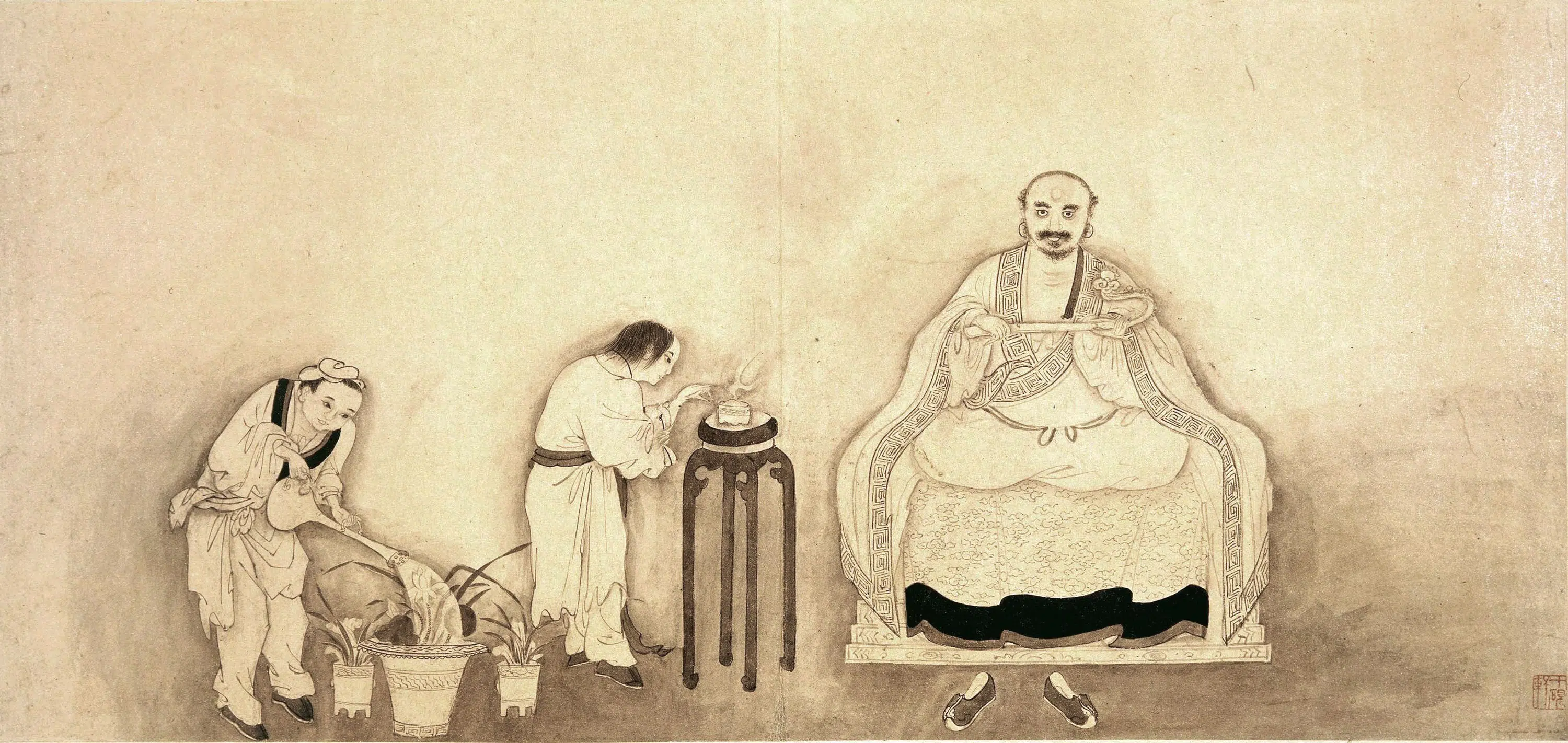 明朝【李麟】《十六罗汉图册(十六开)》 第2张 明朝【李麟】《十六罗汉图册(十六开)》 第2张
