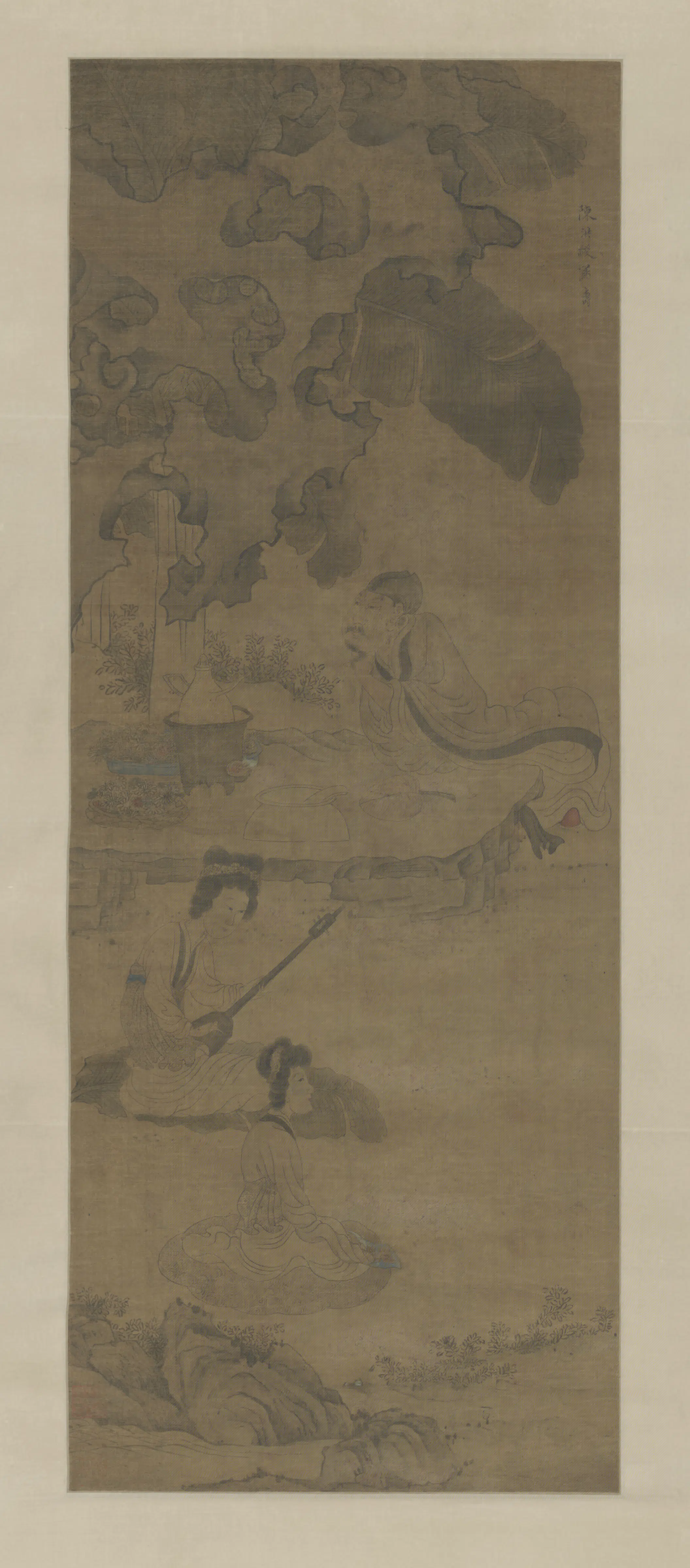 明朝【陈洪绶】《弹唱轴》