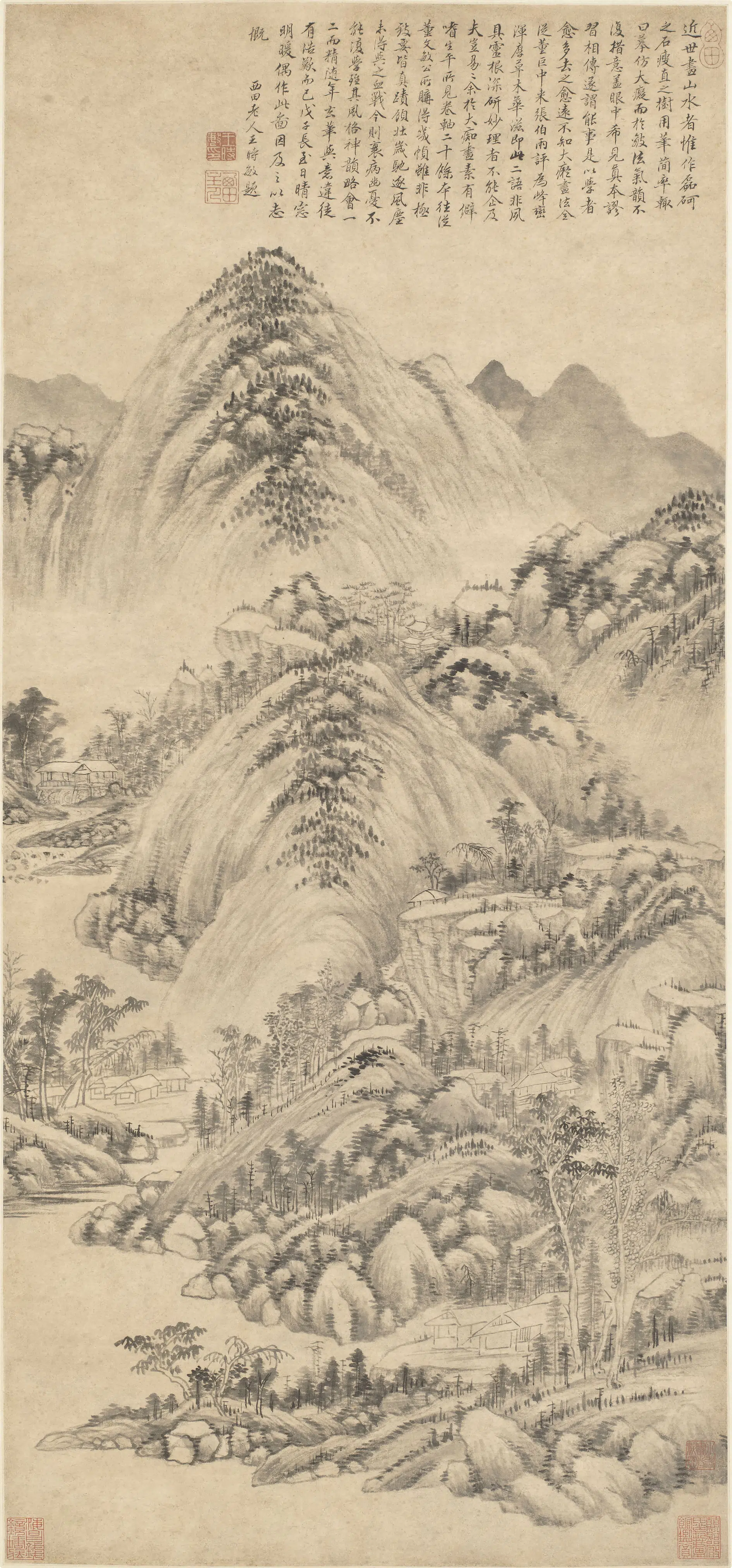 清代【王时敏】《仿黄公望山水轴》