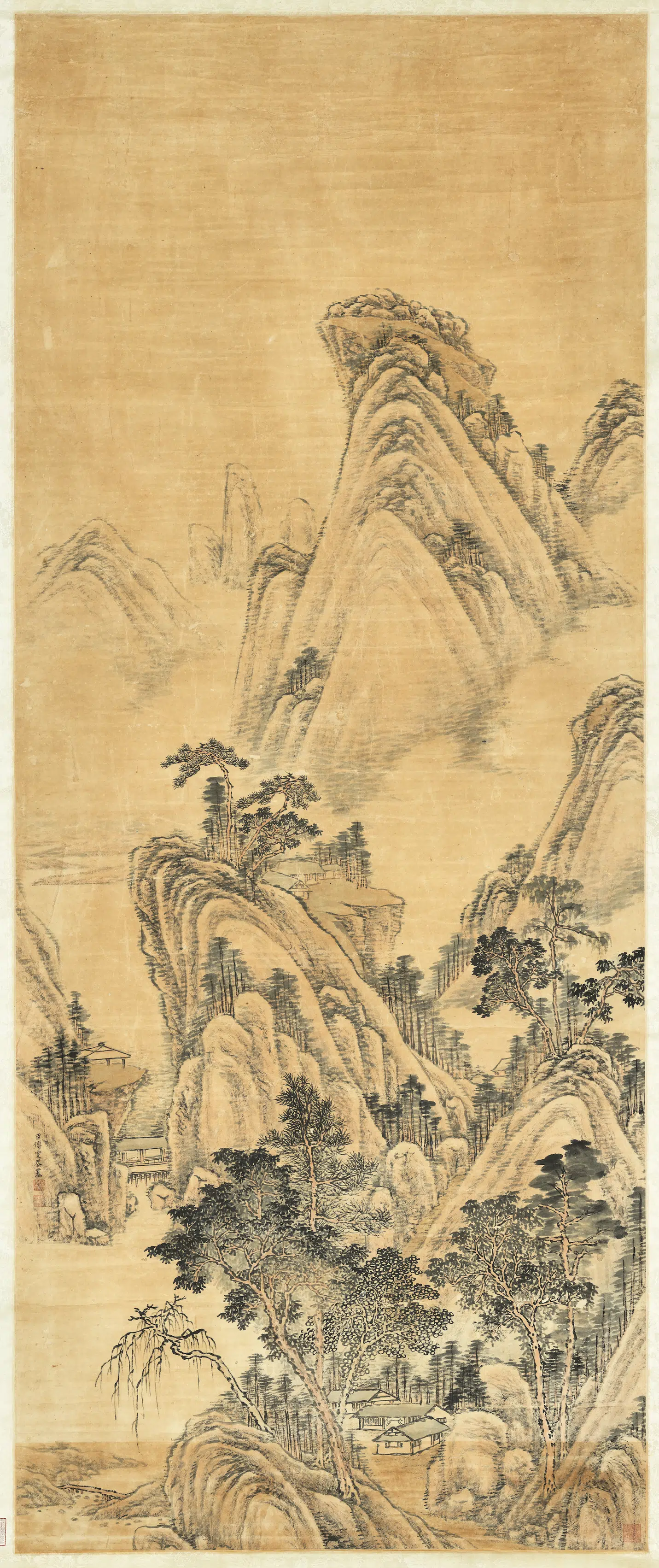 清代【傅雯】《山林逸趣图轴》