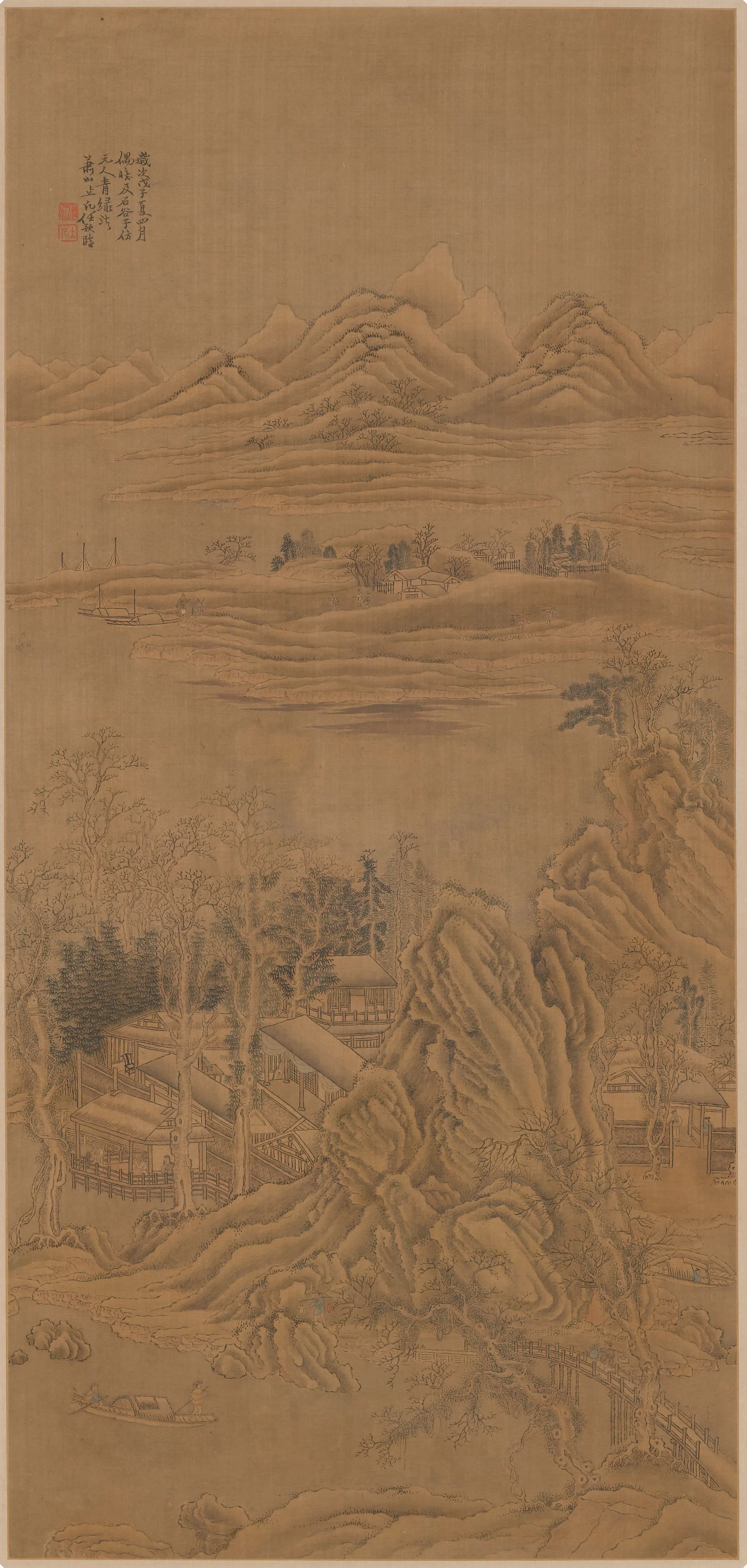 清代【任预】《仿王翚山水图轴》