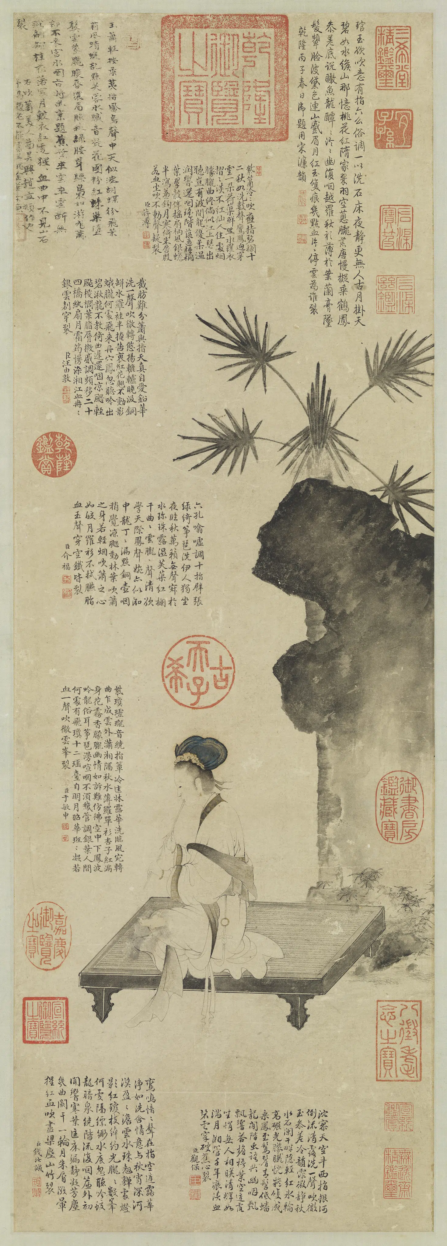 元朝【赵孟頫】《吹箫士女图轴》