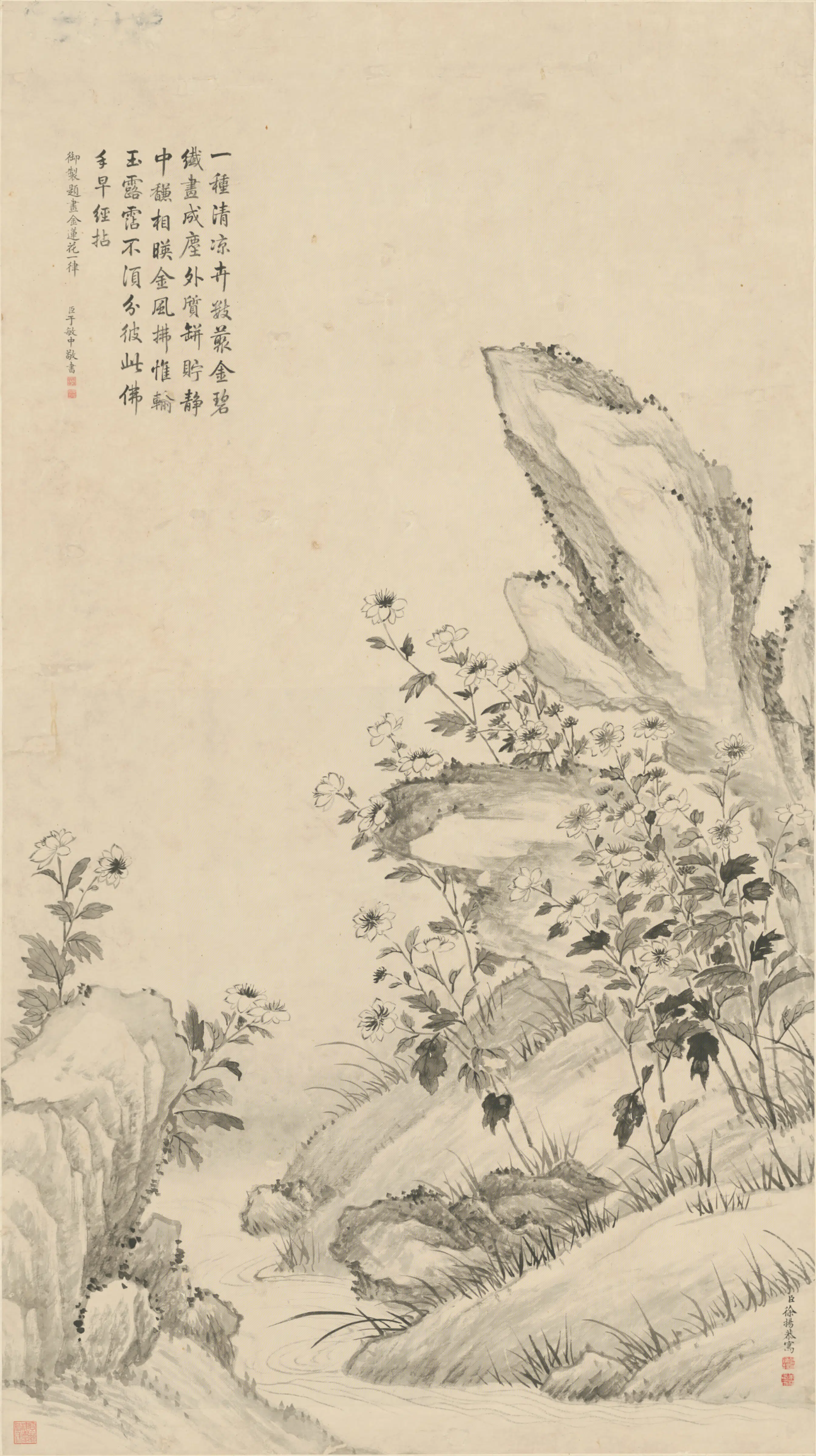 清代【徐扬】《金莲花图轴》