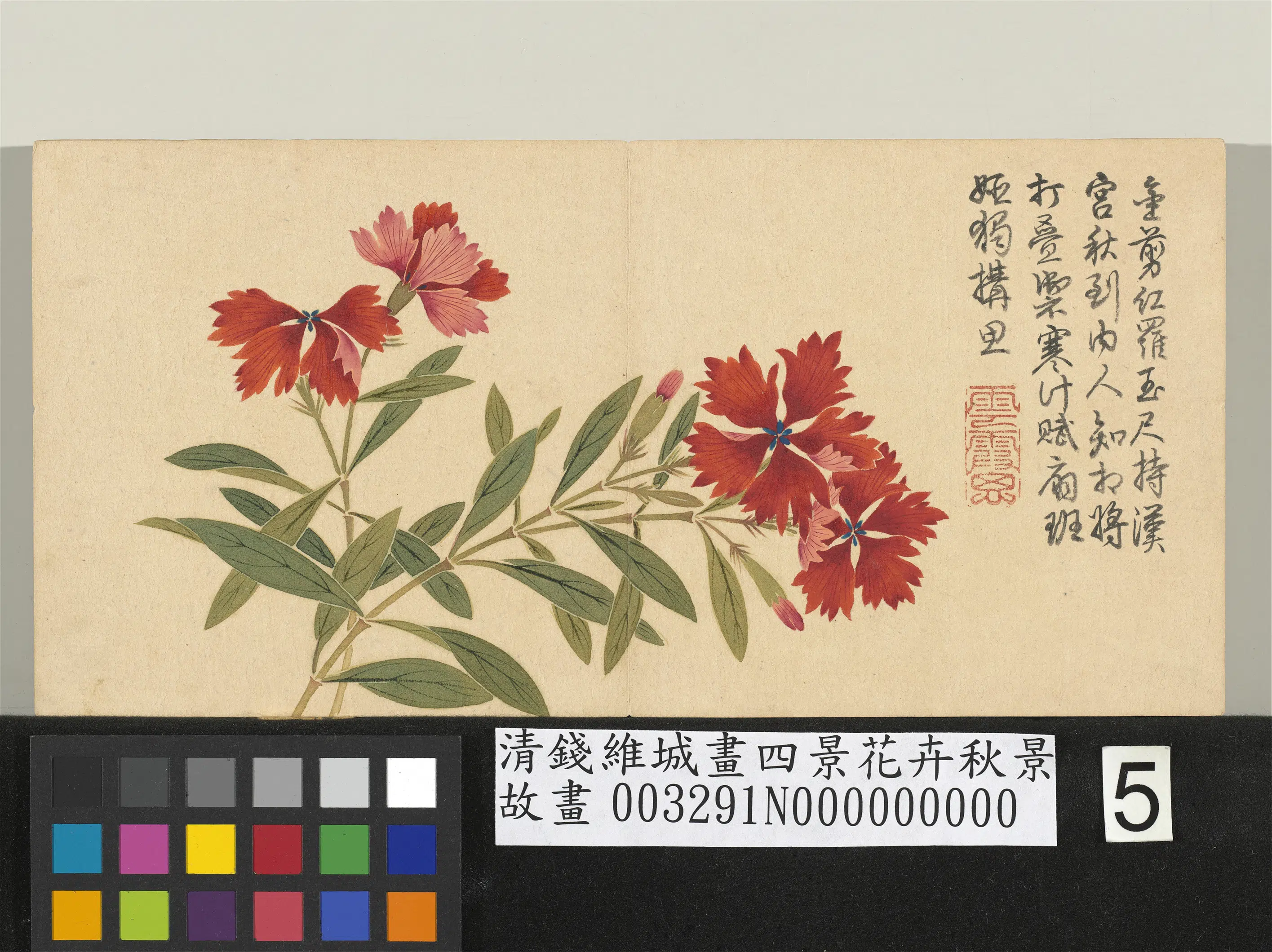 清代【钱维城】《画四景花卉秋景册》 第3张