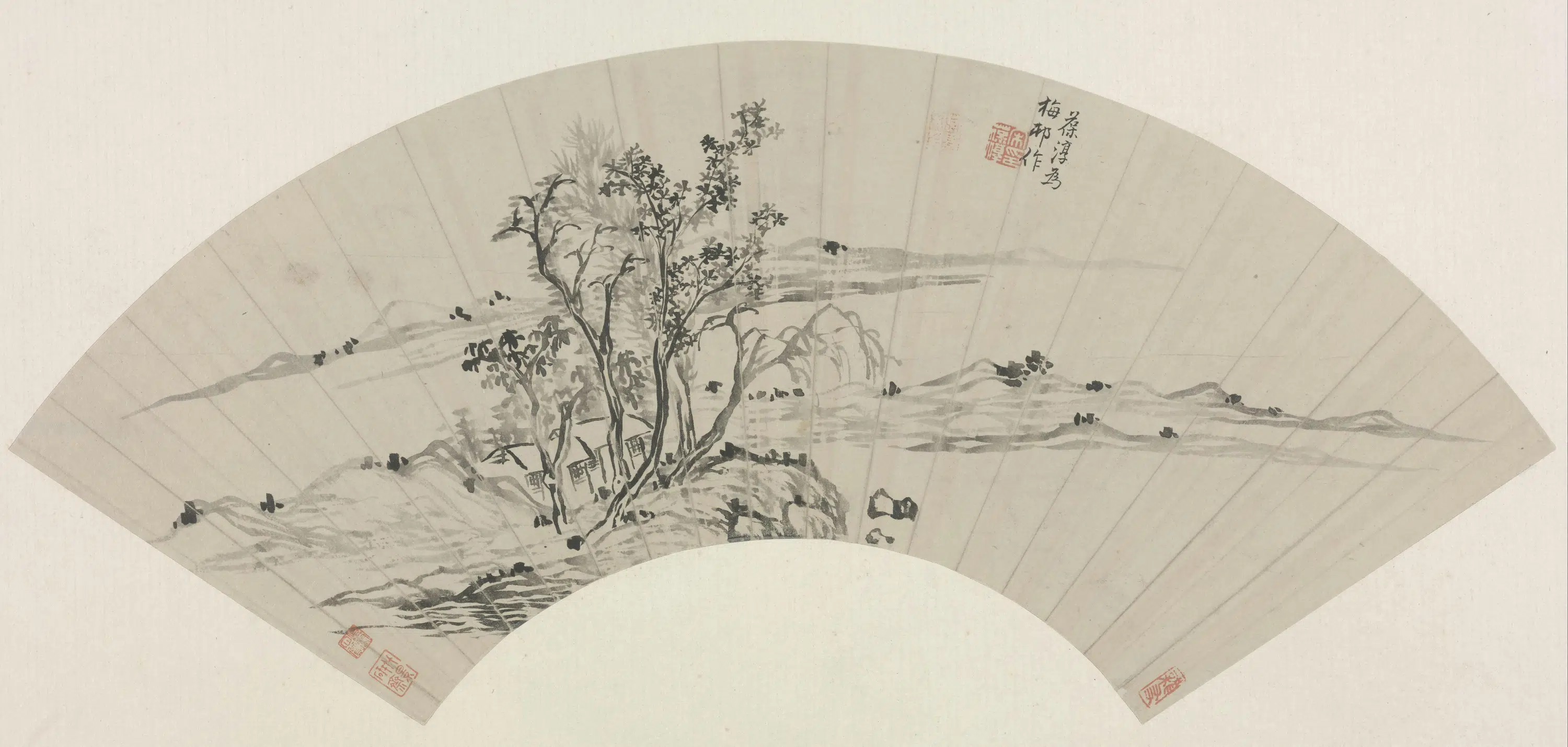 清代【宋葆淳】《山水图扇页》