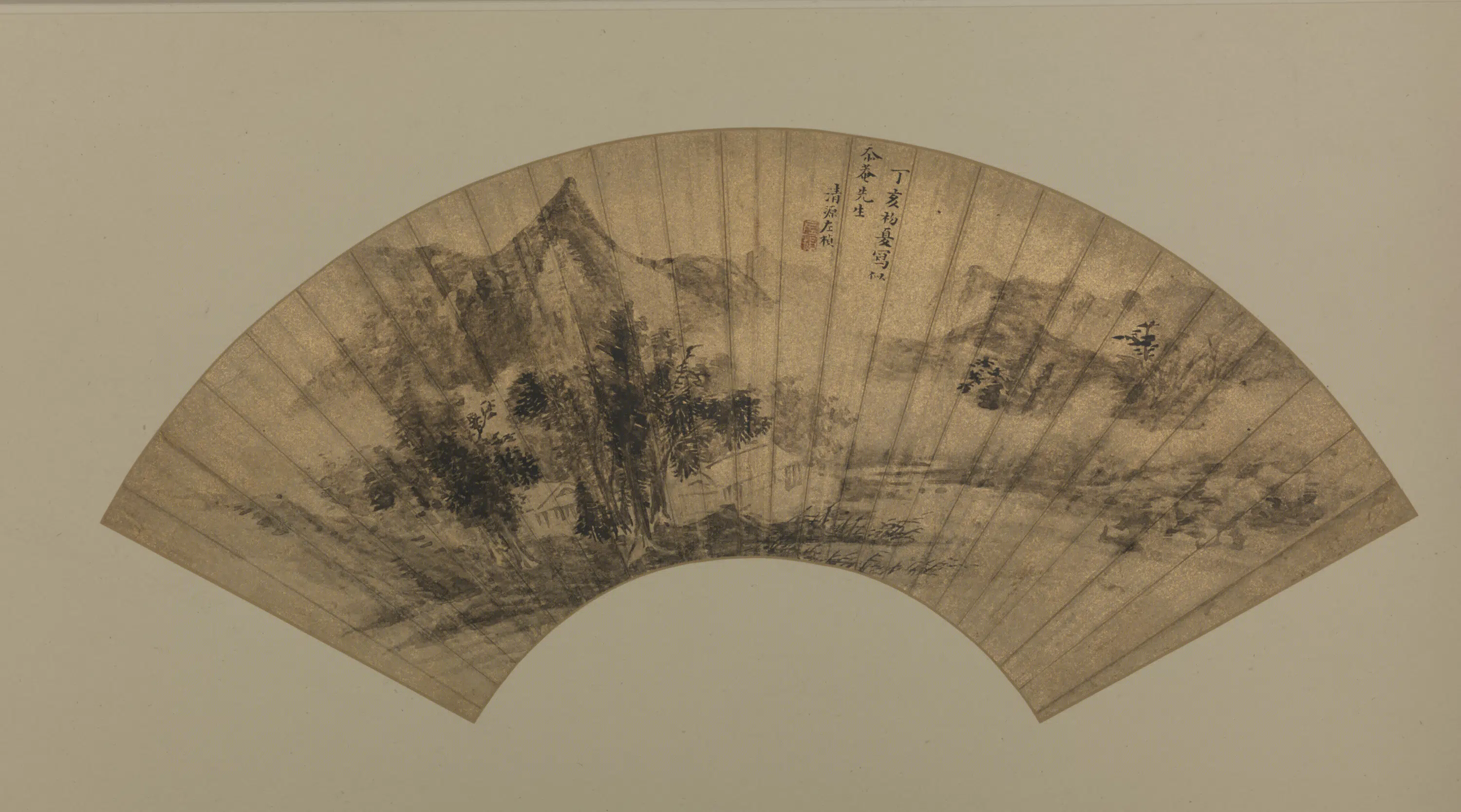 清代【左桢】《山水扇》