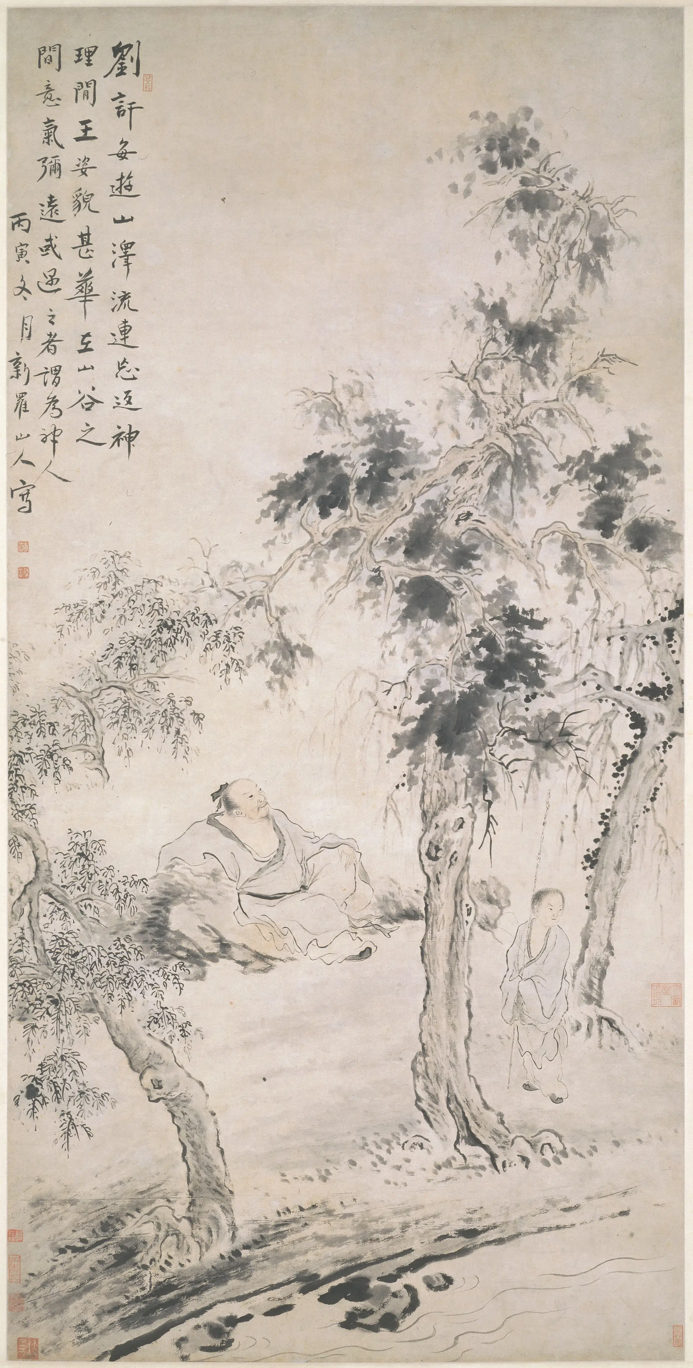 清代【华喦（华岩)】《刘讦山游图轴》