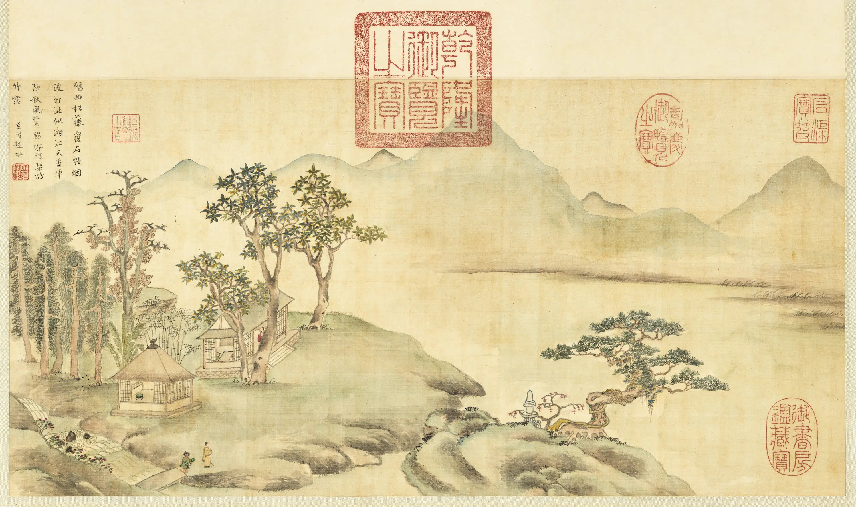 清【超揆】《携琴访友小景轴》