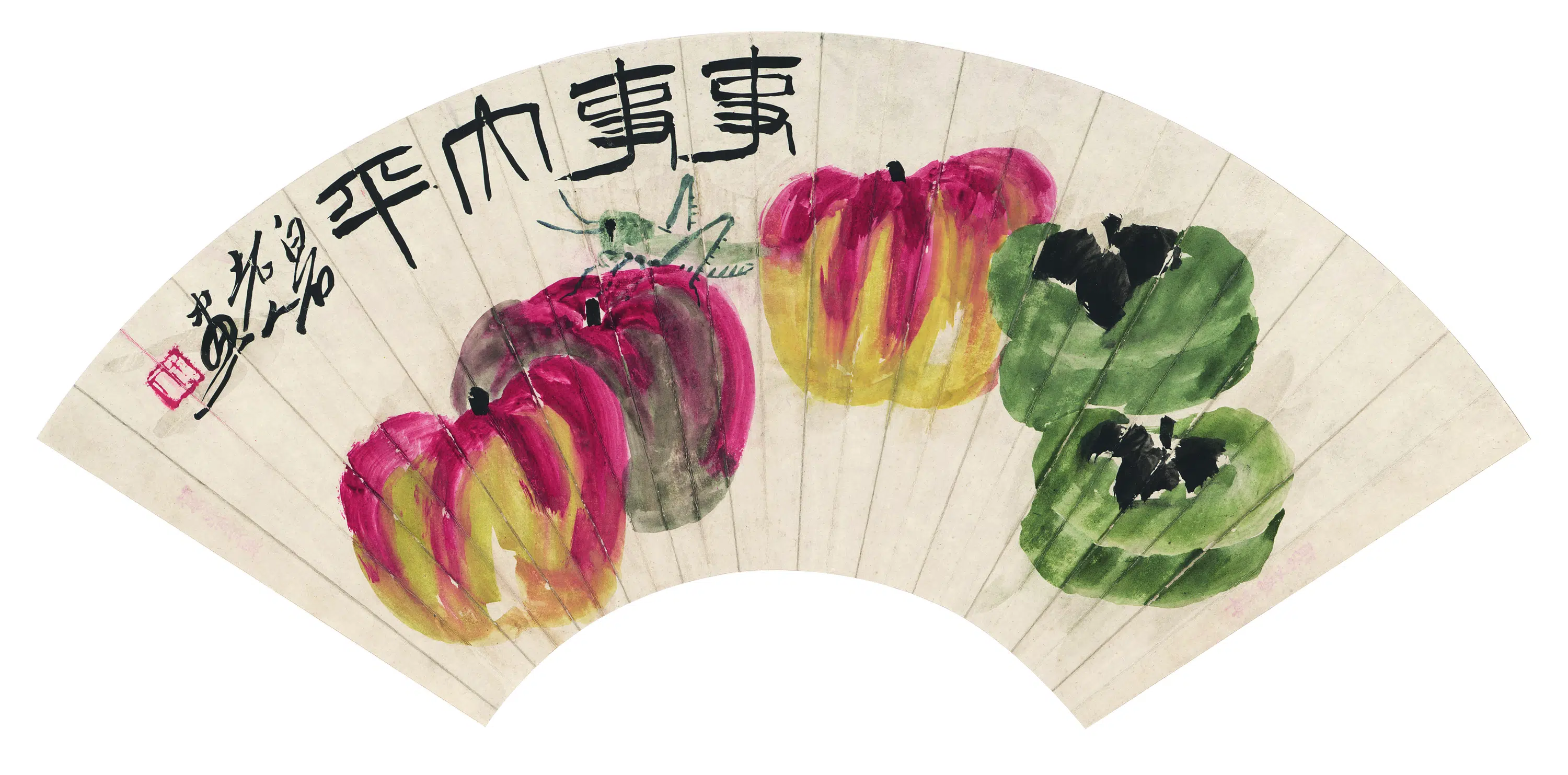 近现代【齐白石】《事事平安扇》