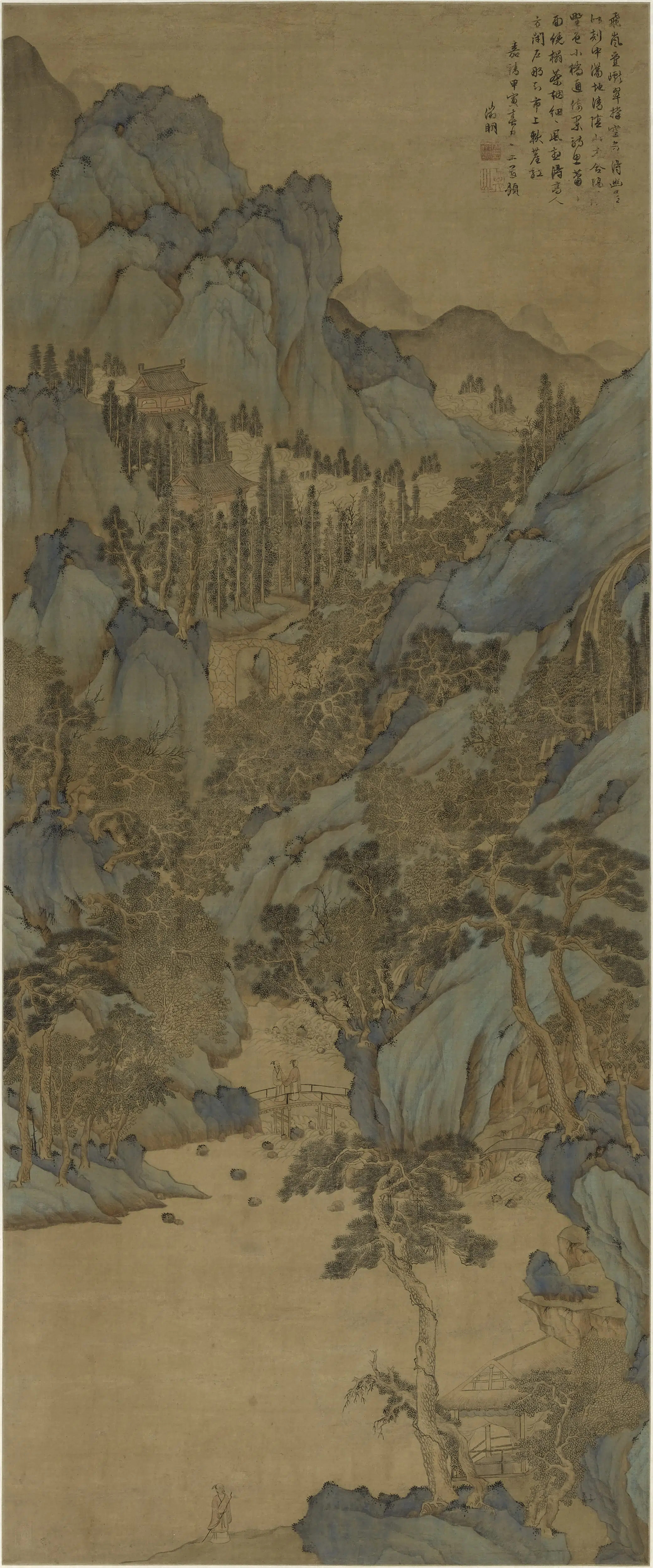 明朝【文徵明（文征明）】《飞岚叠献图轴》