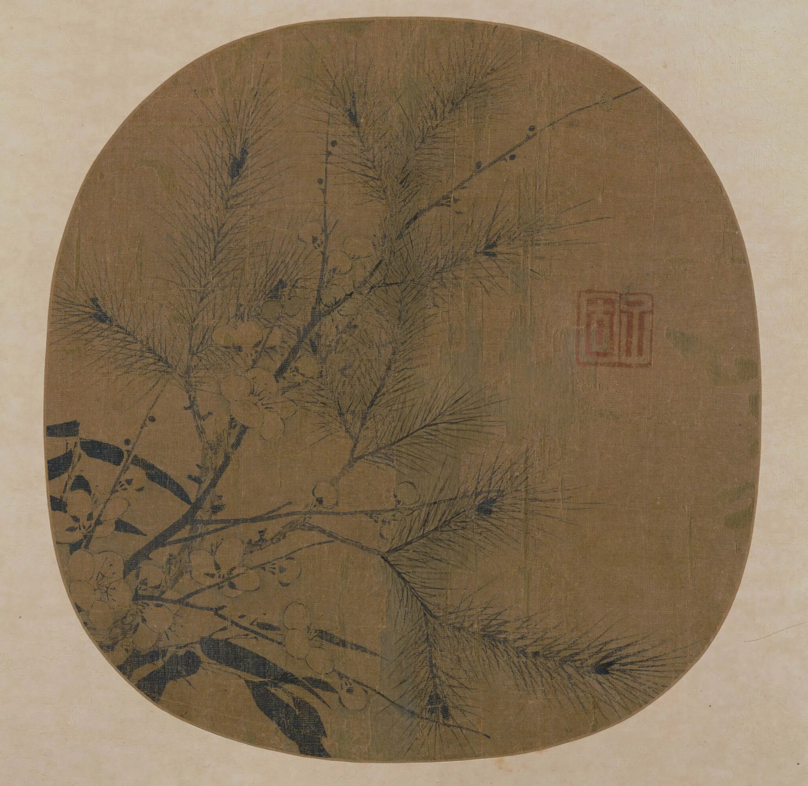 南宋【赵孟坚】《岁寒三友图纨扇》