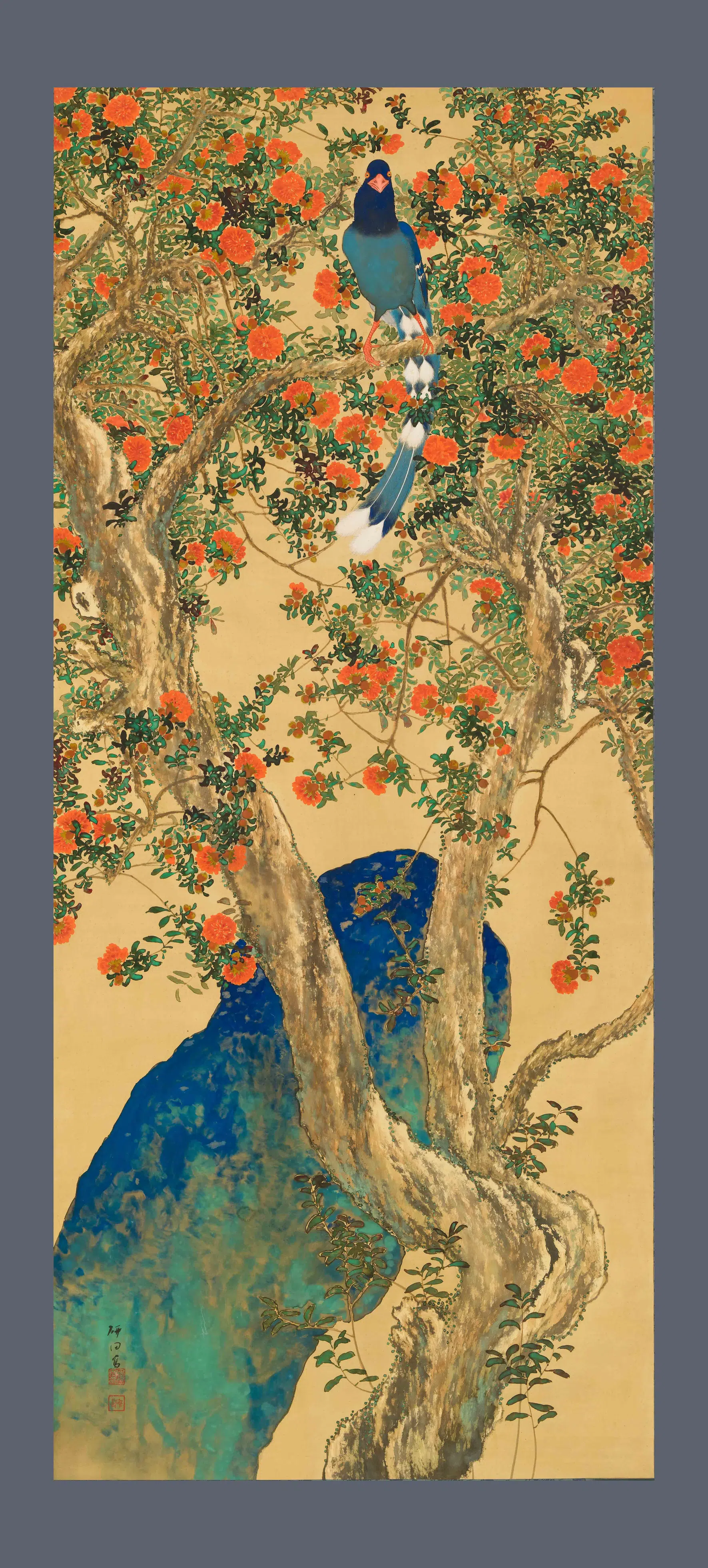 日本【野口研田】《花鸟图轴》 第1张