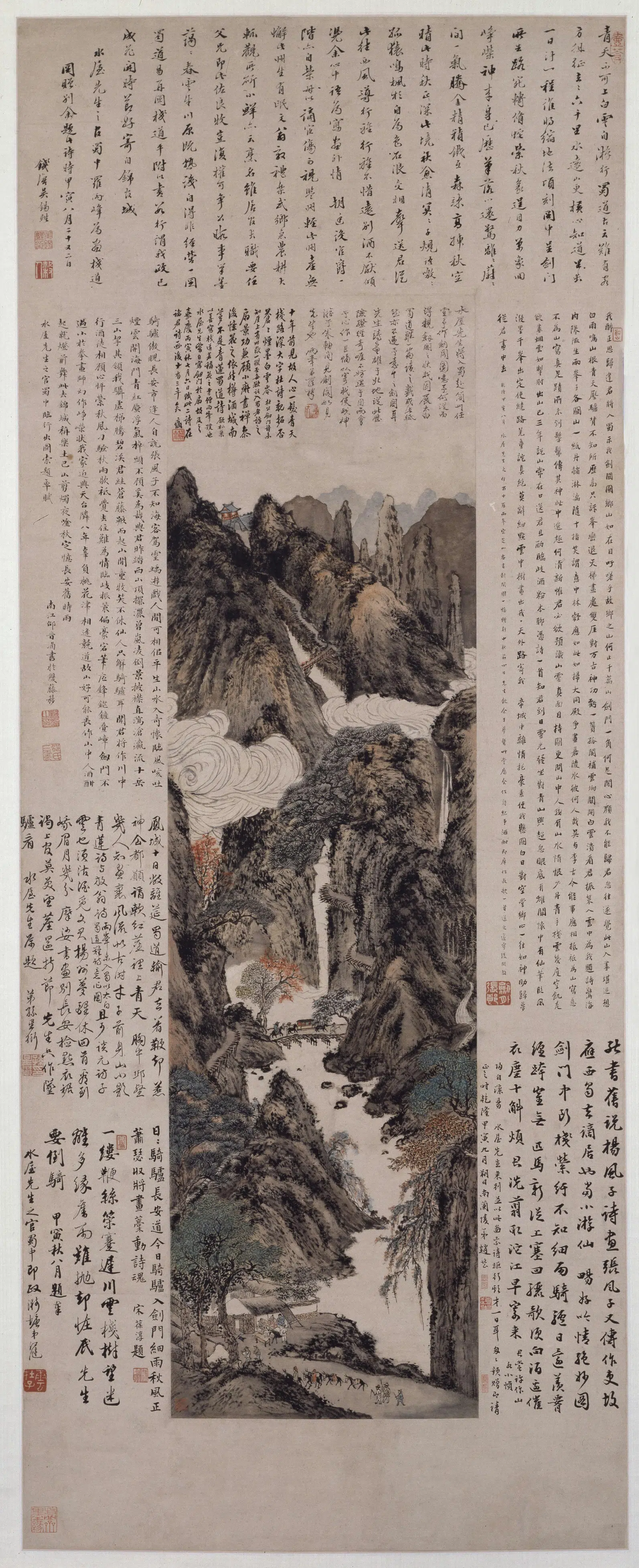 清代【罗聘】《剑阁图轴》