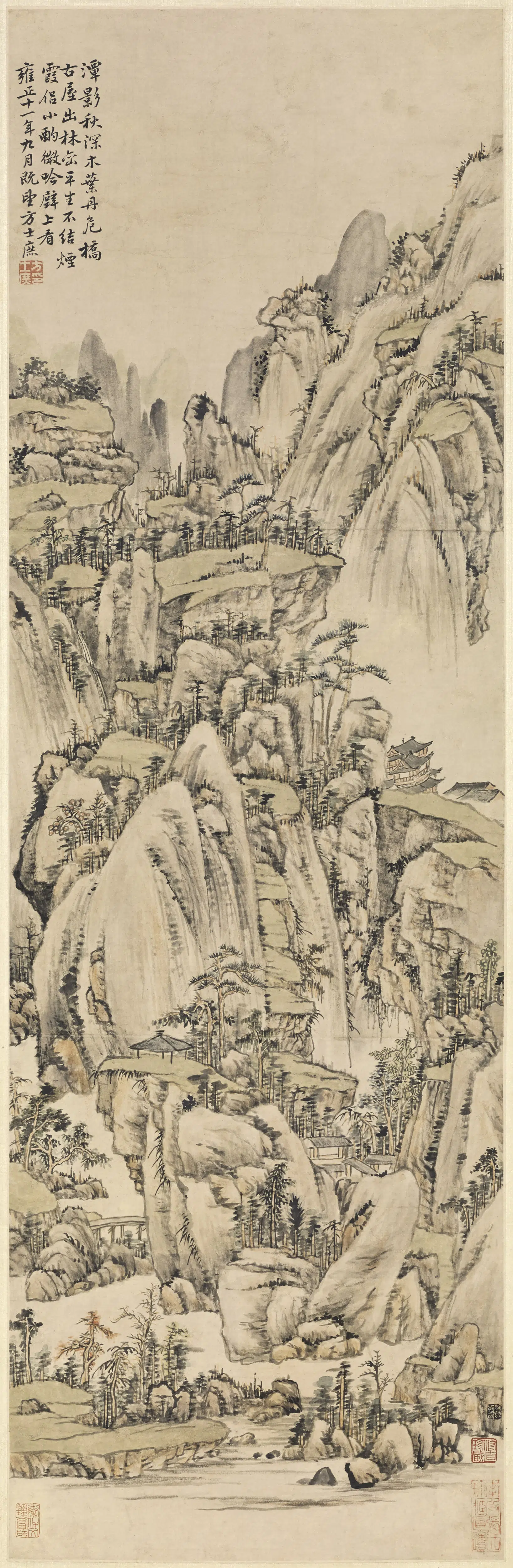清代【方士庶】《红树秋深图轴》 第1张
