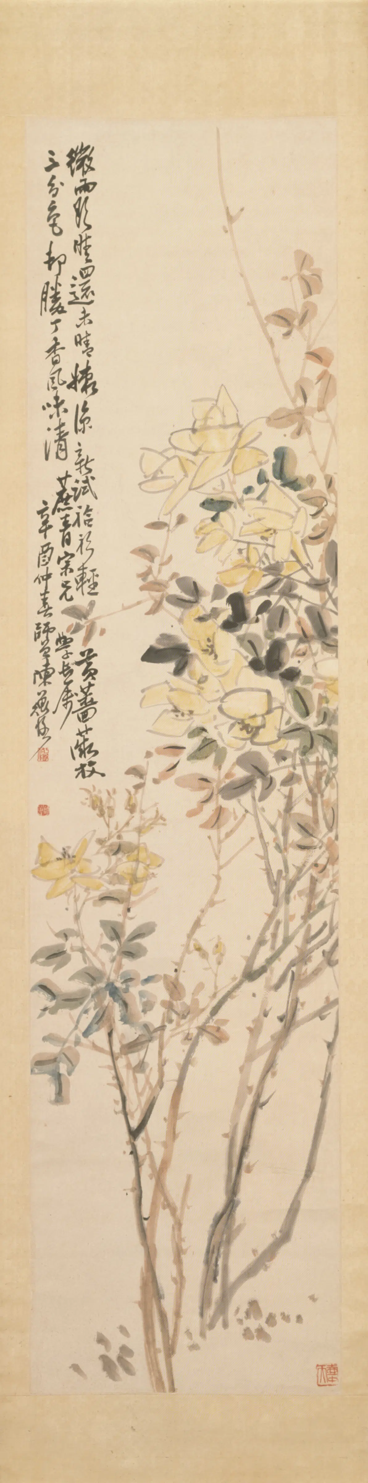清-近代【陈衡恪】《蔷薇轴》