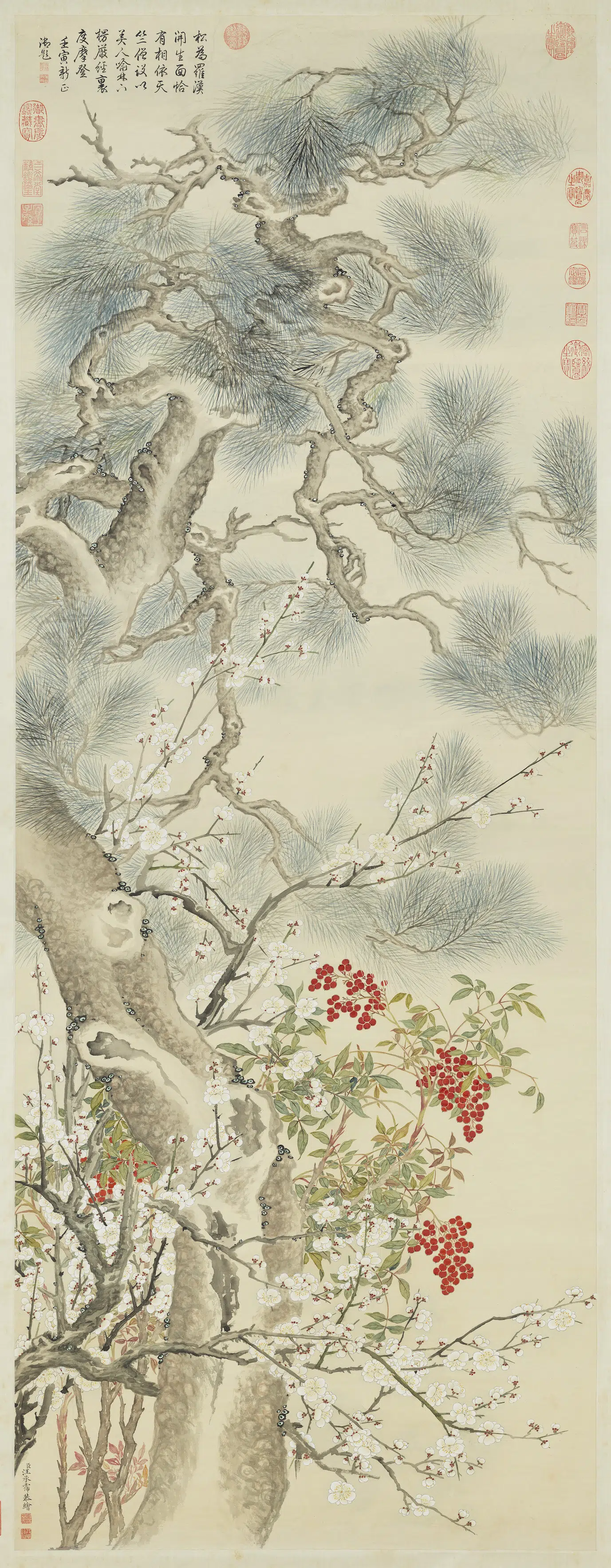 清代【汪承霈】《画岁寒三益图轴》