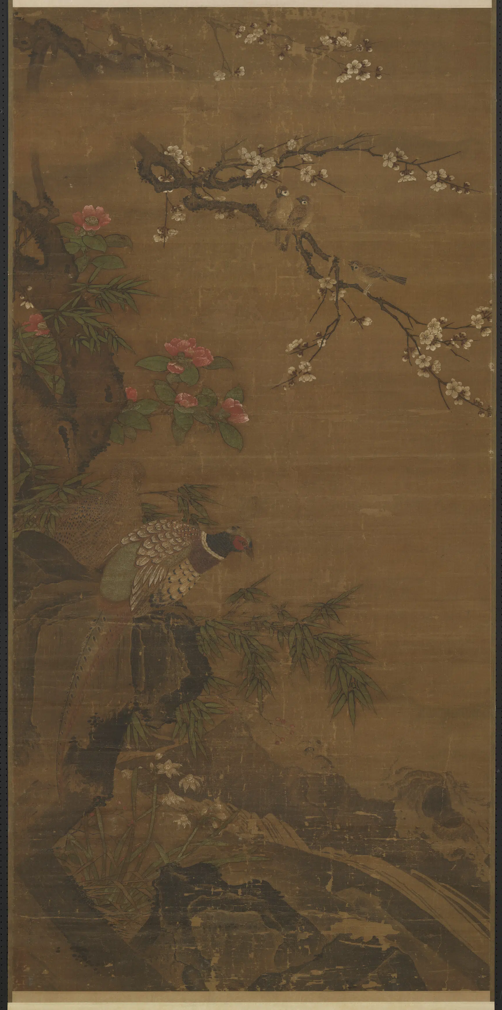 南宋【鲁宗贵】《春韶鸣喜图轴》