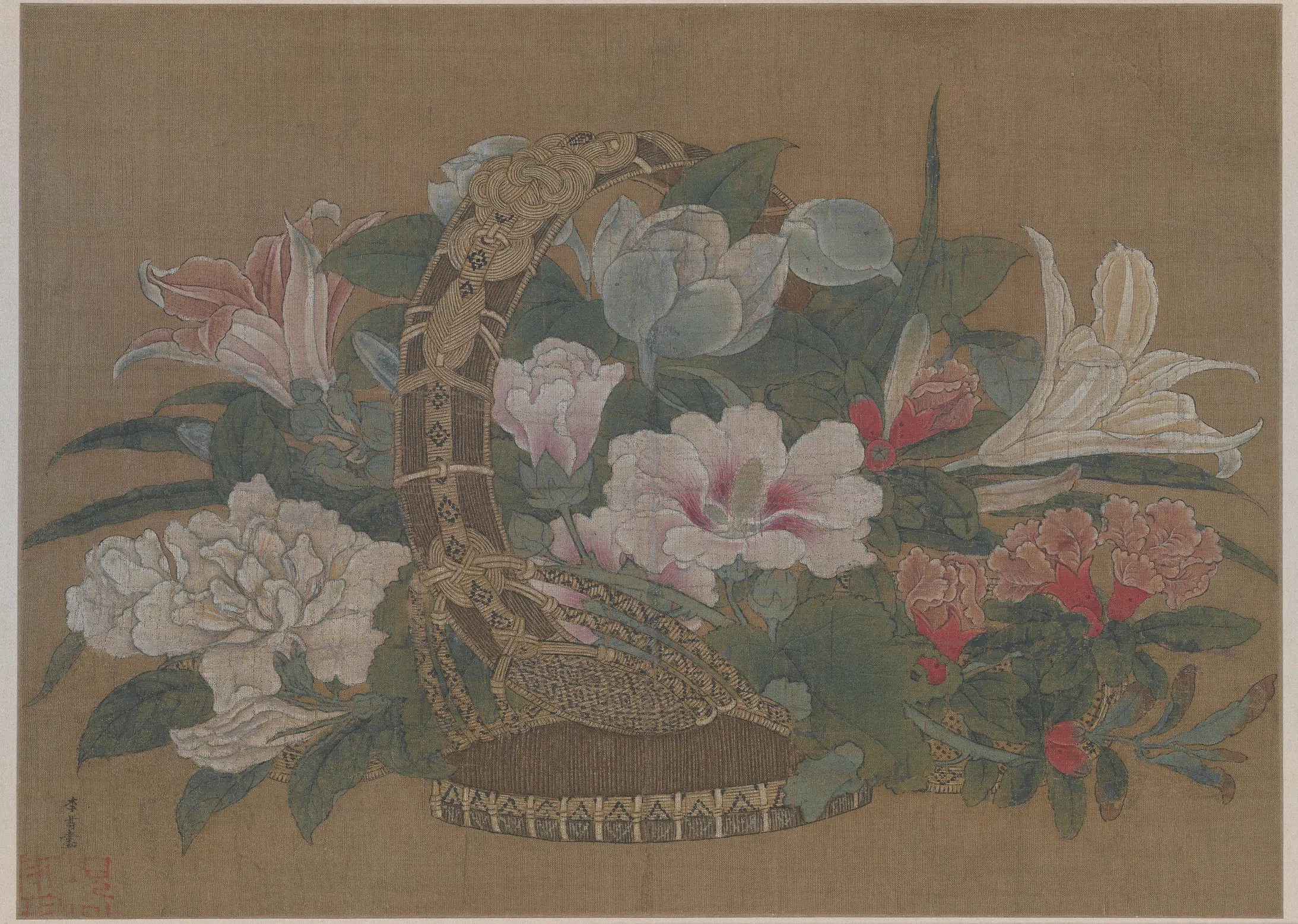 南宋【李嵩】《花篮图（夏）-4版本》 第4张