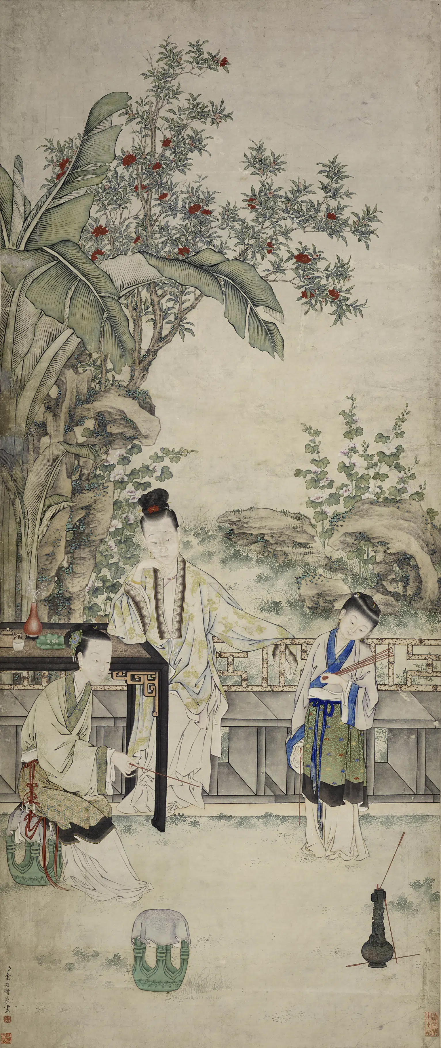 清代【金廷标】《仕女投壶图轴》 第1张 清代【金廷标】《仕女投壶图轴》 第1张