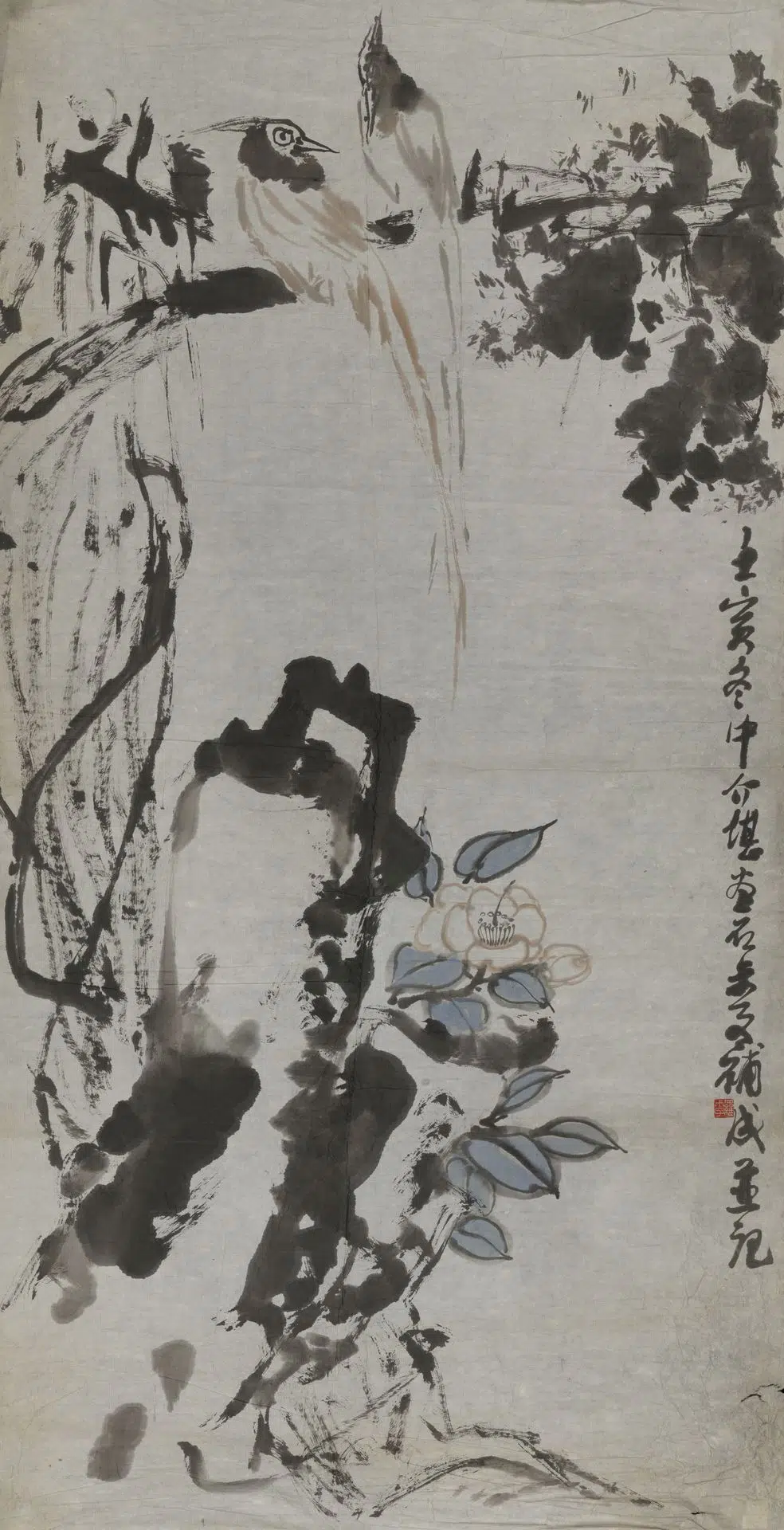 近现代【方介堪】《罗叔子合作花卉》