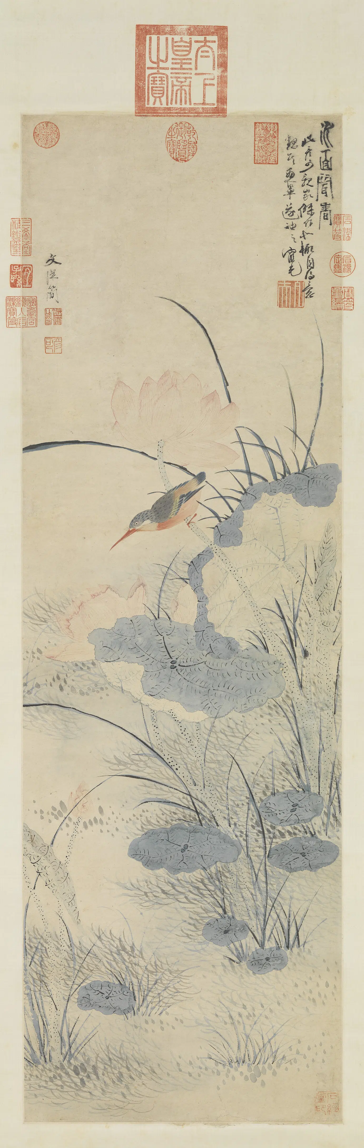明朝【文从简】《画水面闻香图轴》
