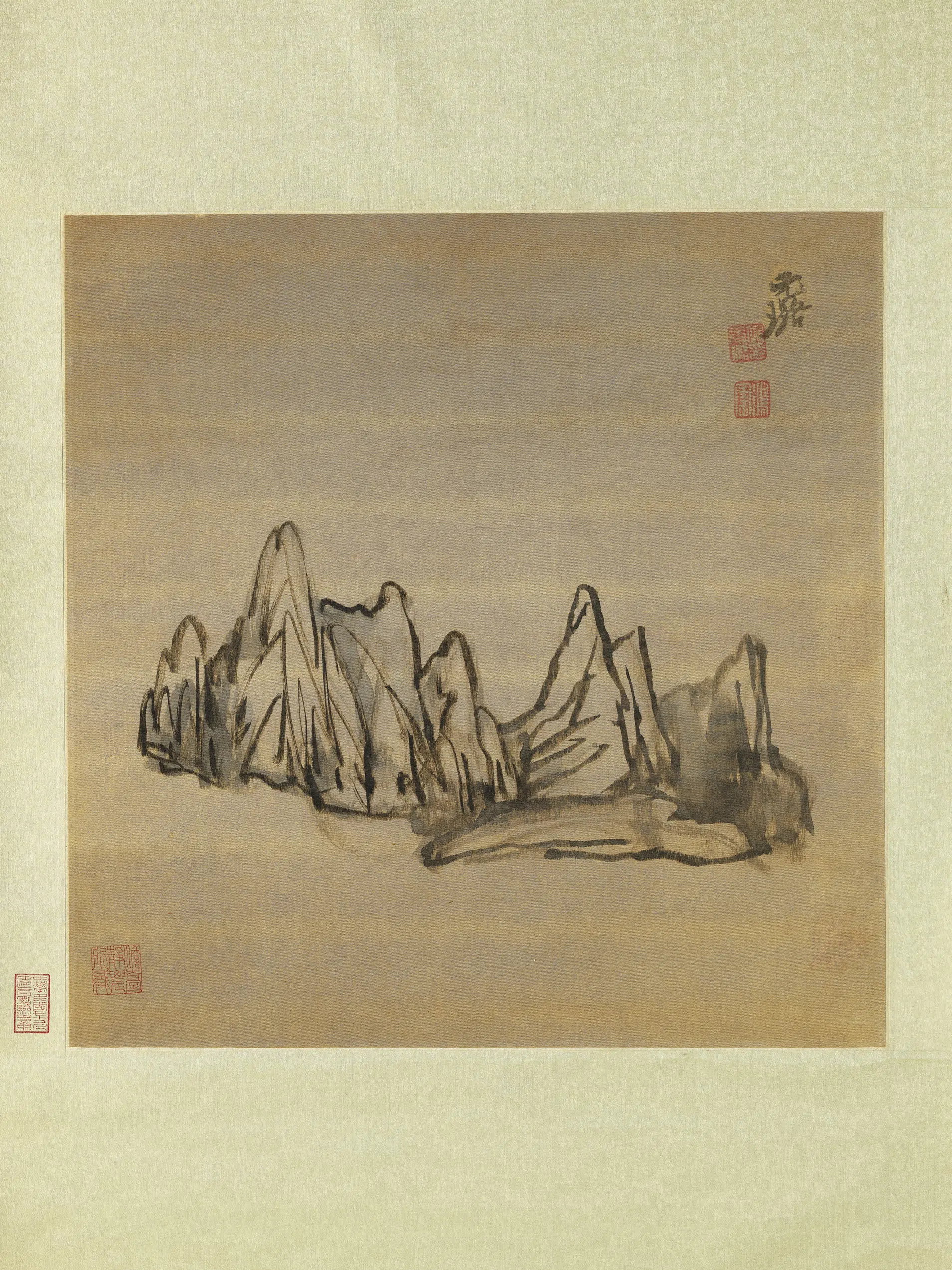 明朝【倪元璐】《山石图轴》