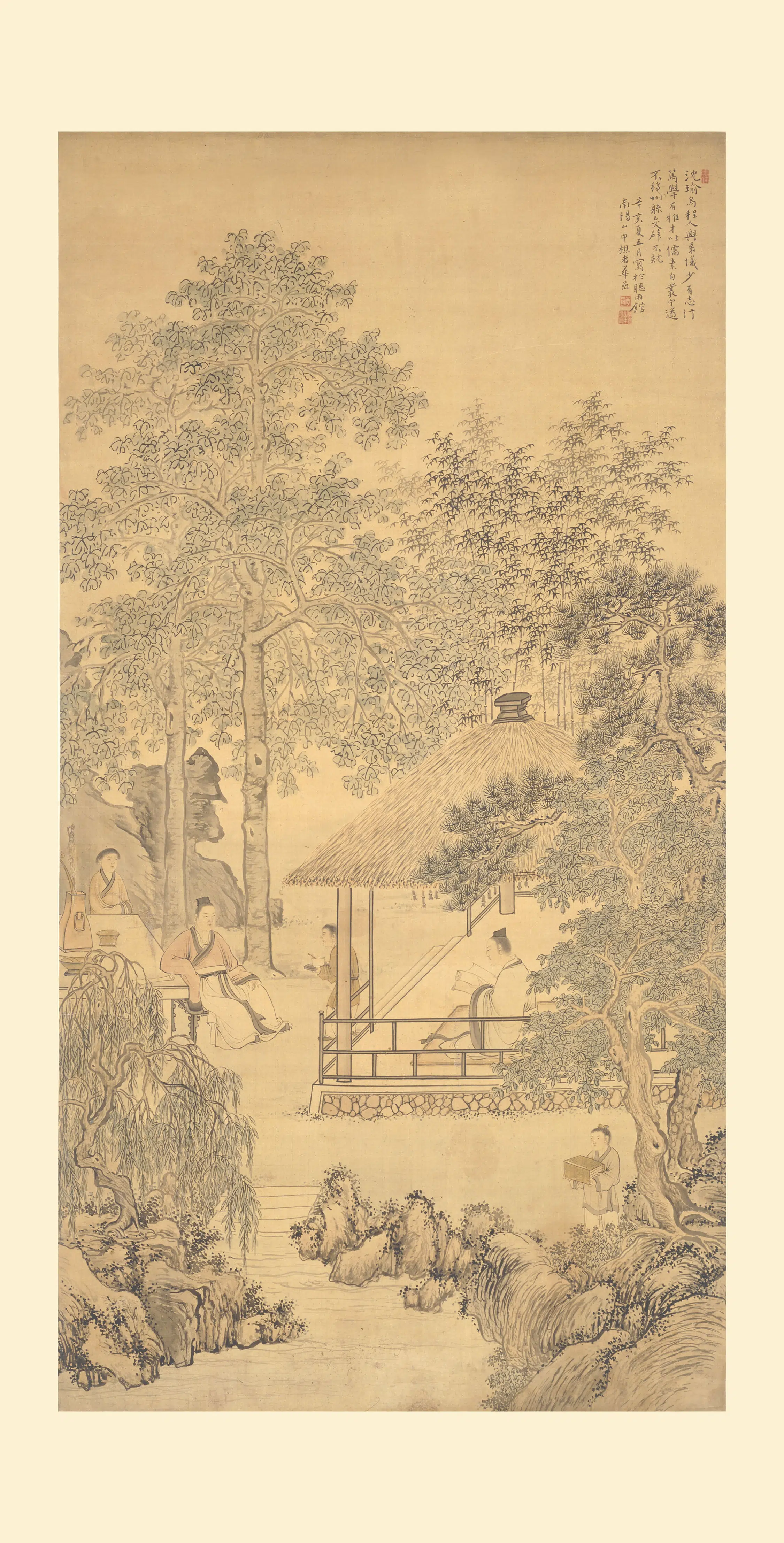 清代【华喦（华岩)】《沈瑜笃学图轴》