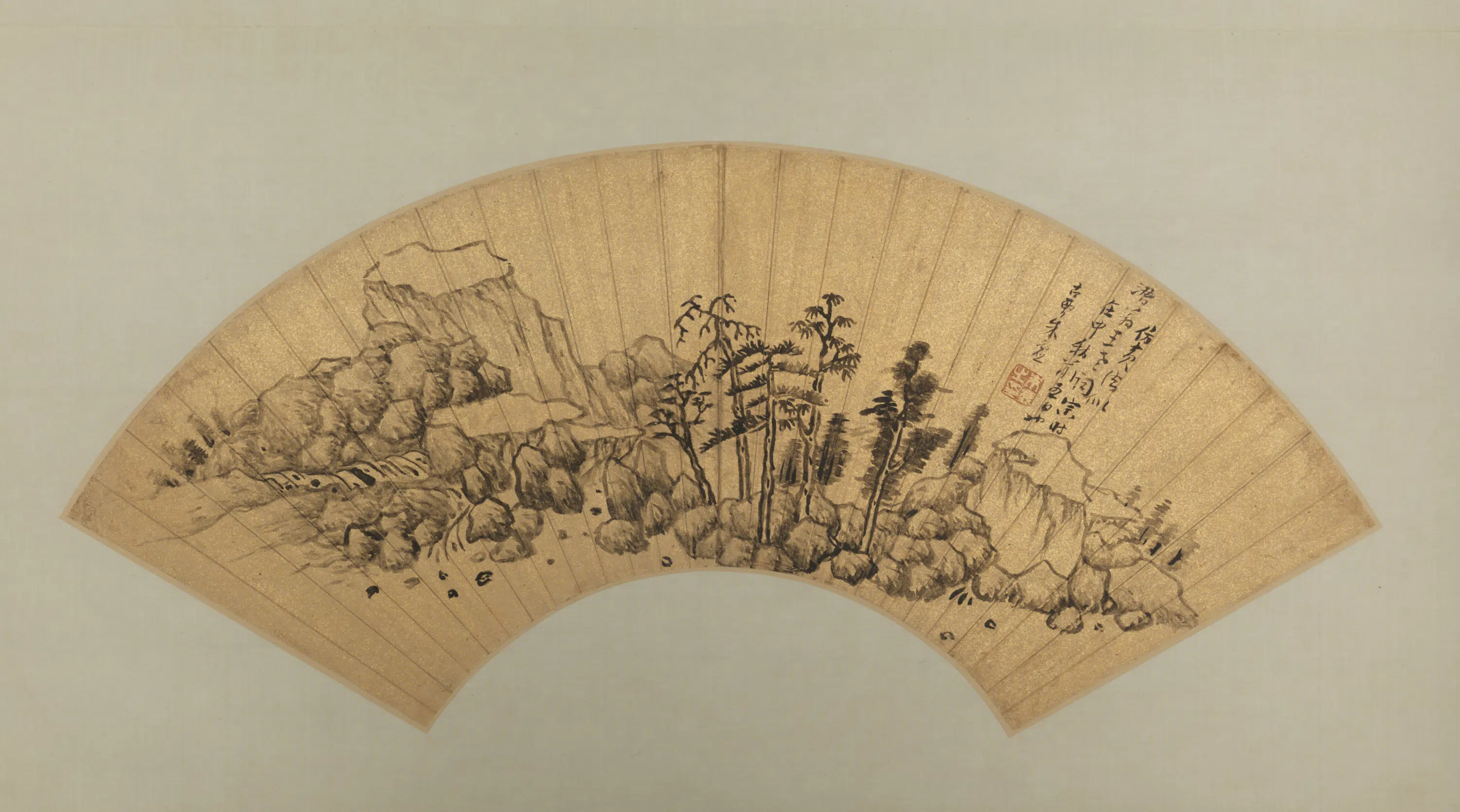 元朝【黄公望】《朱虚仿黄公望山水扇》