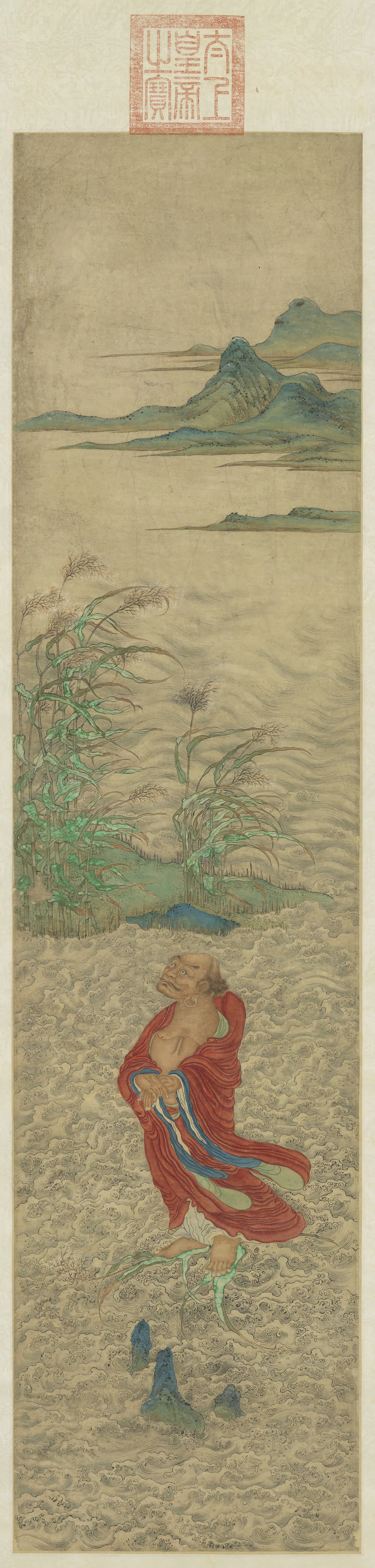 元代《元人画苇渡图轴》