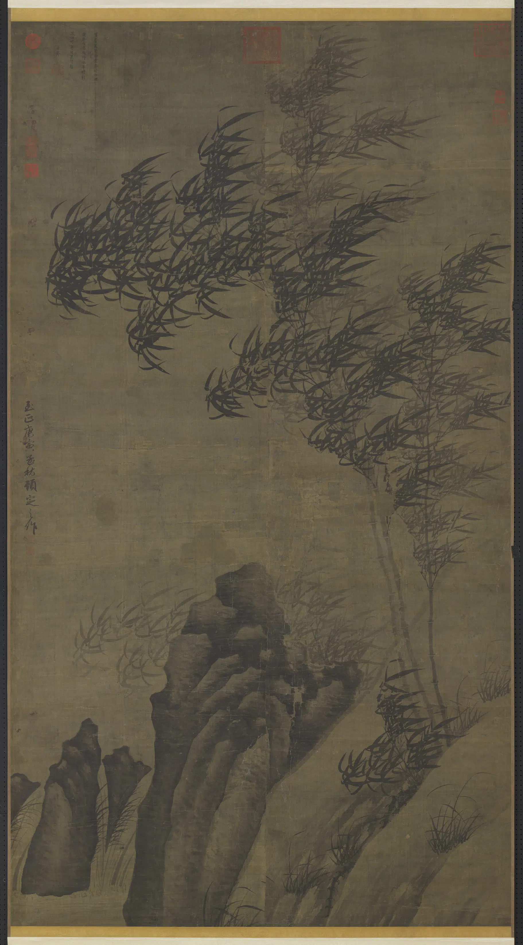 元代【顾安】《平安盘石图轴》