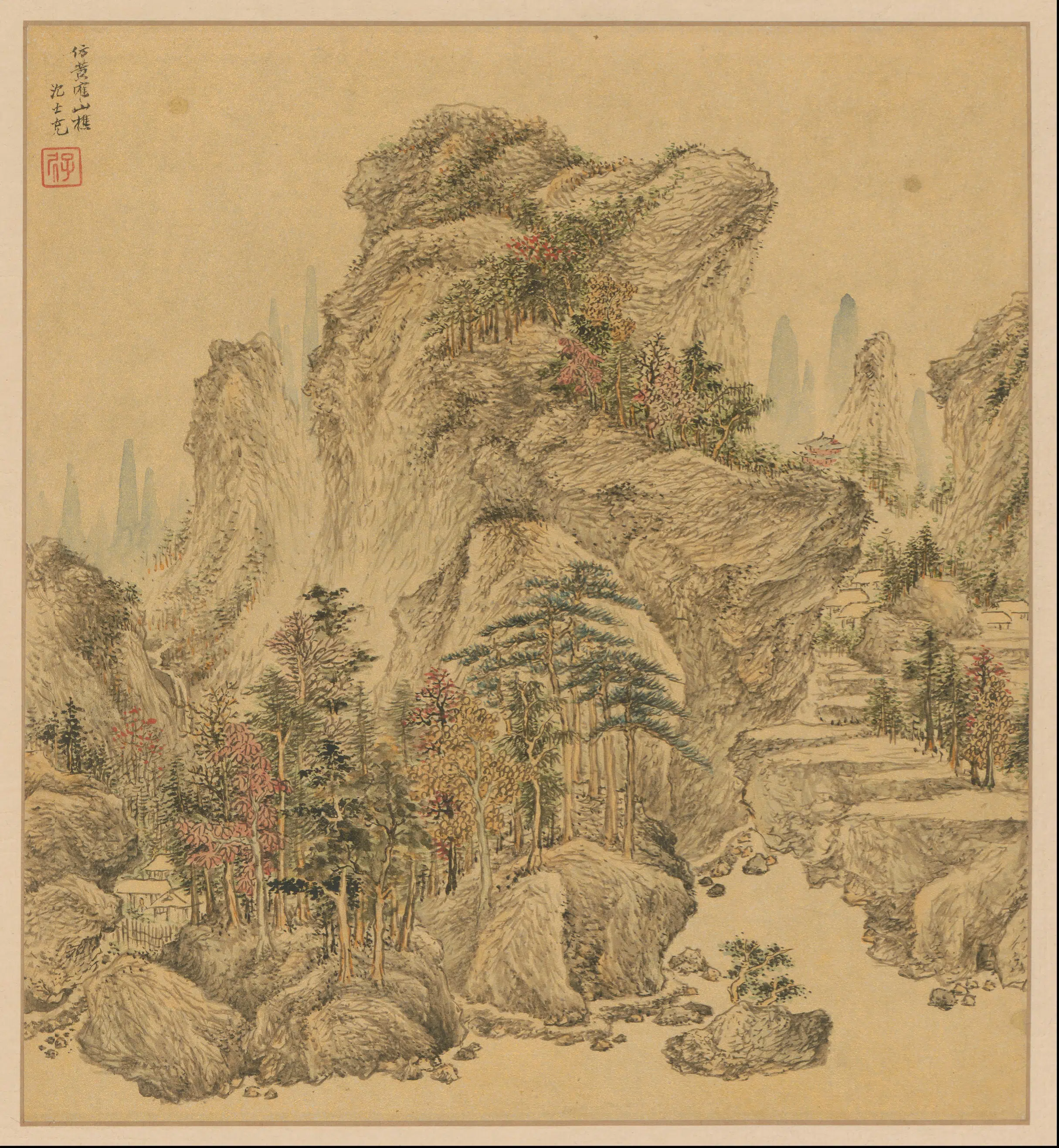 明朝【沈士充】《仿曹云西山水册》 第6张