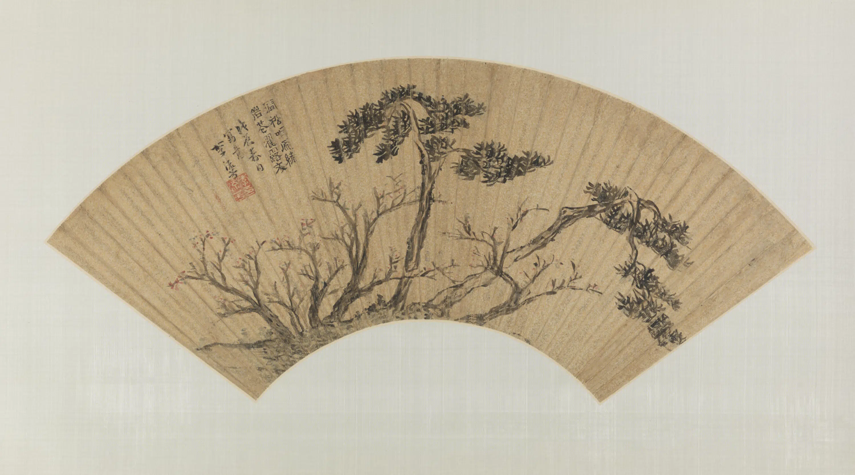 明朝【李流芳】《画松扇面》