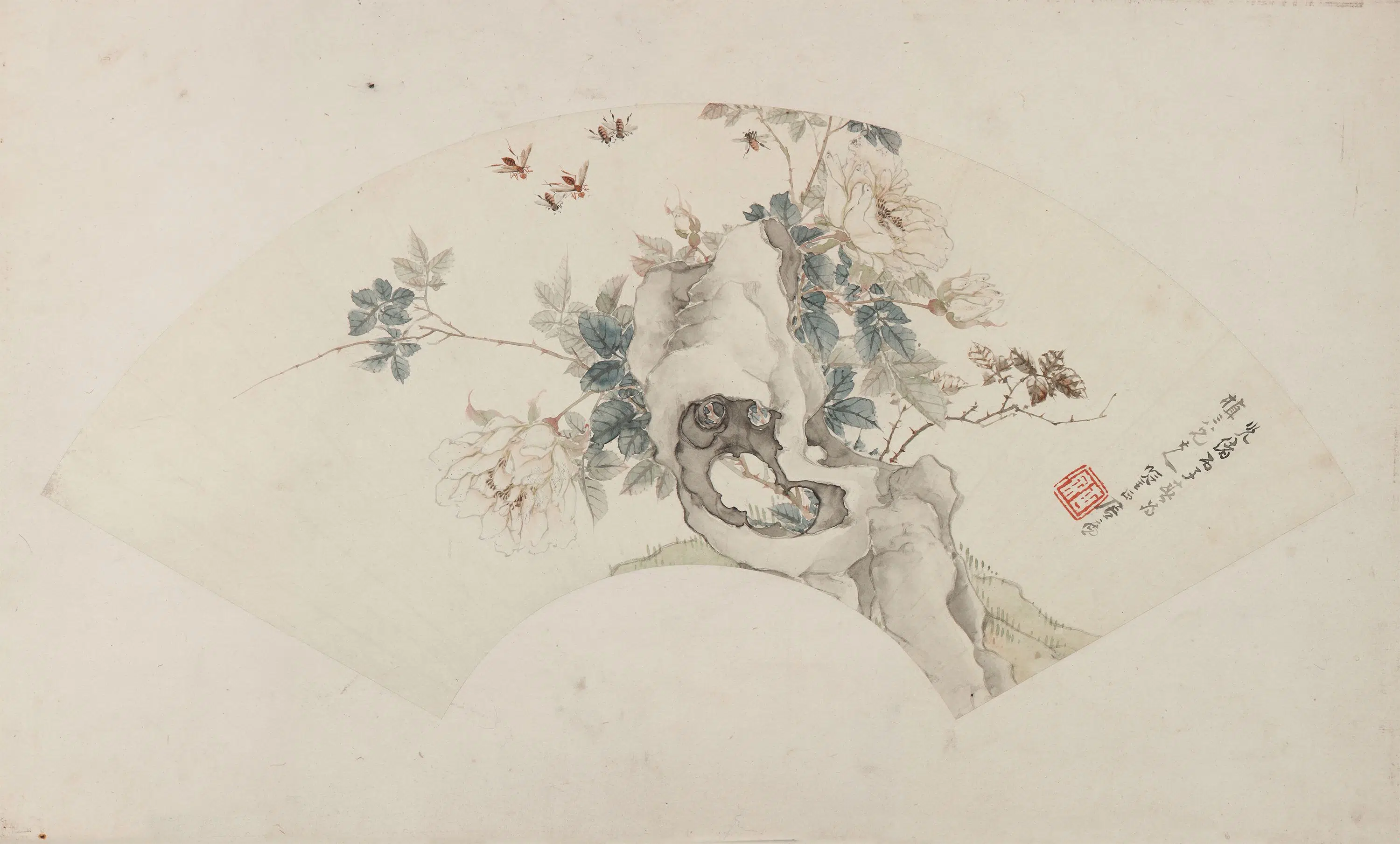 清朝【居廉】《设色花卉扇面》
