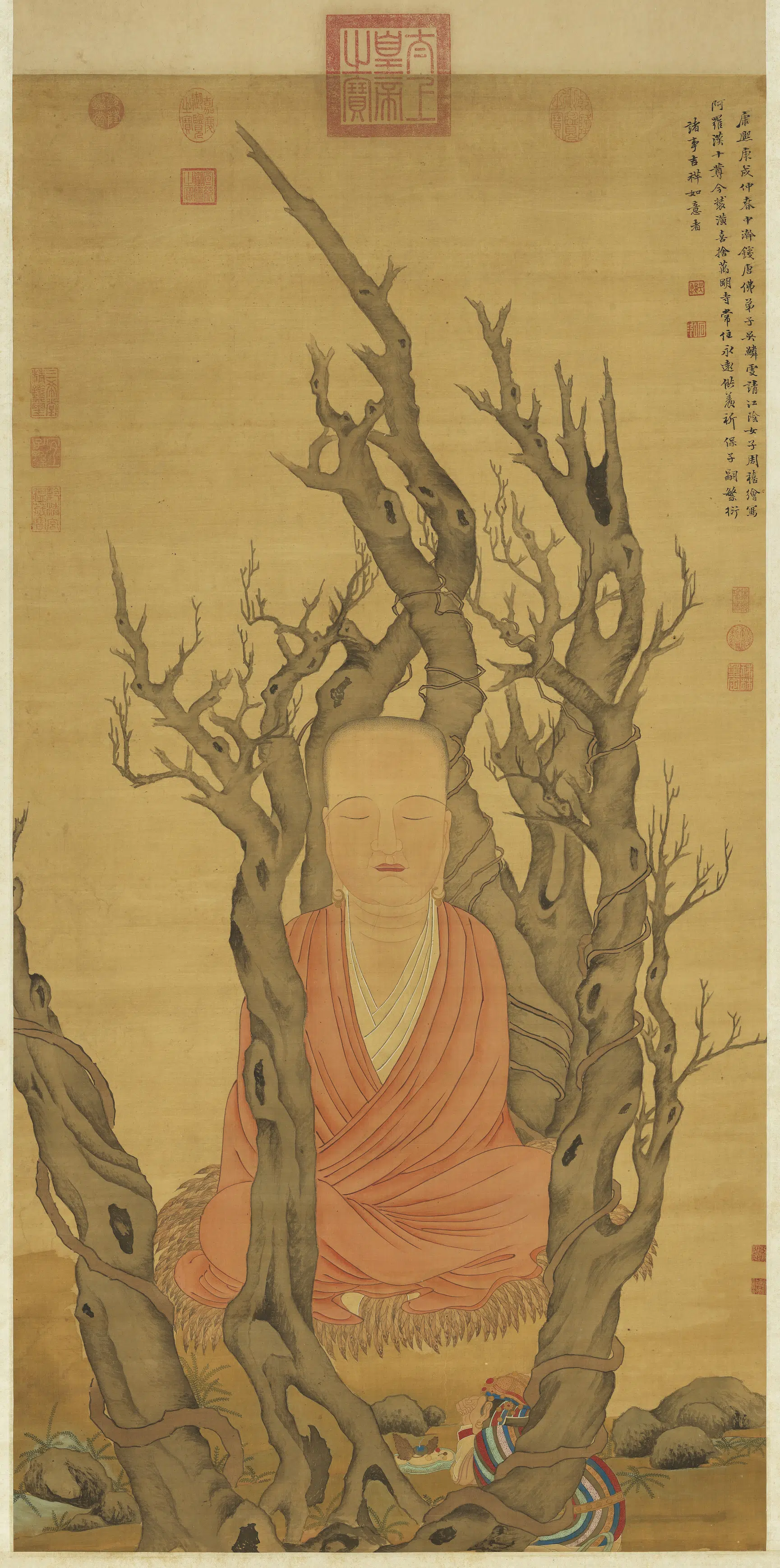 清代【周禧】《画罗汉（丙）图轴》