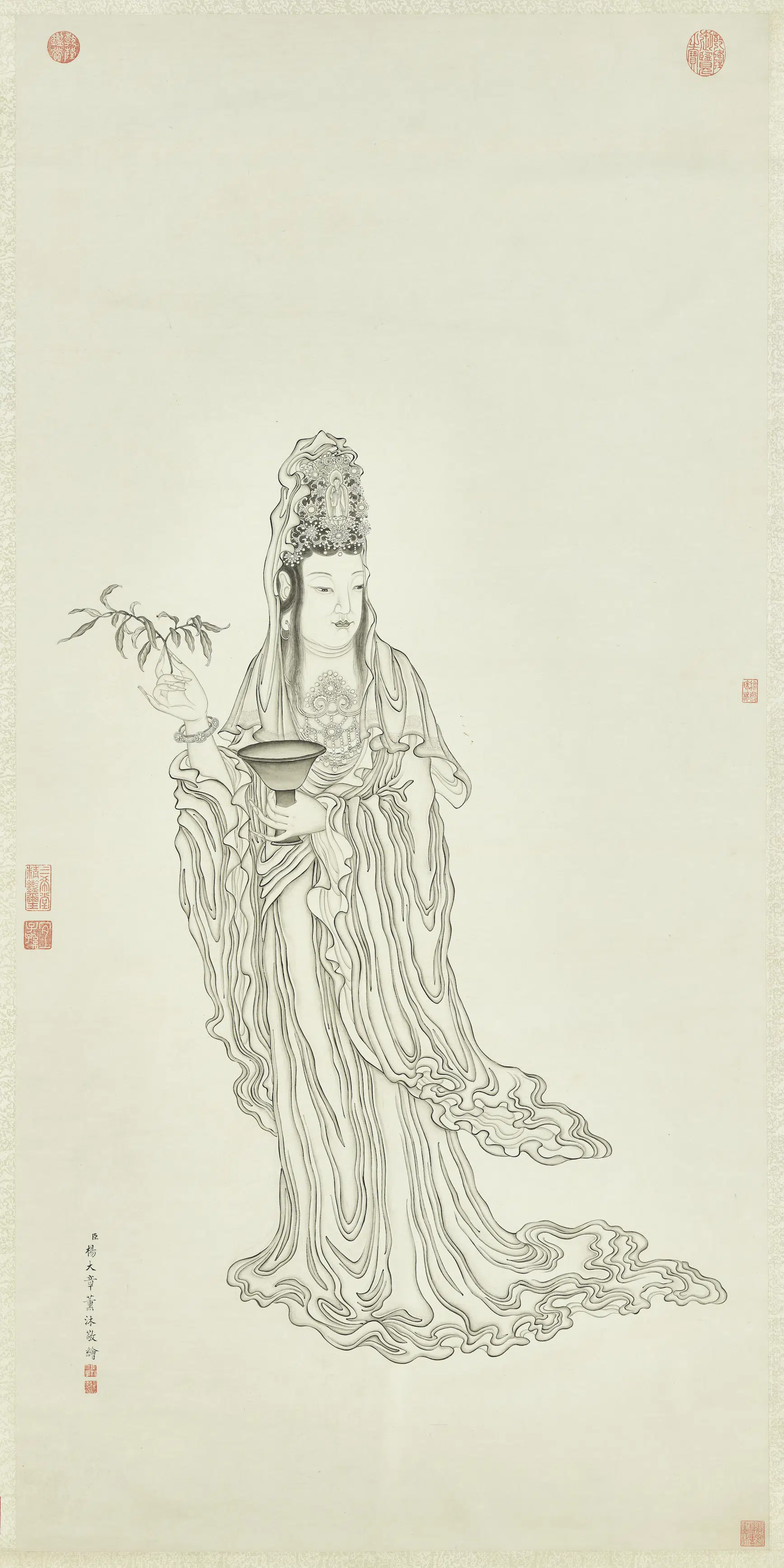 清代【杨大章】《甘露大士图轴》