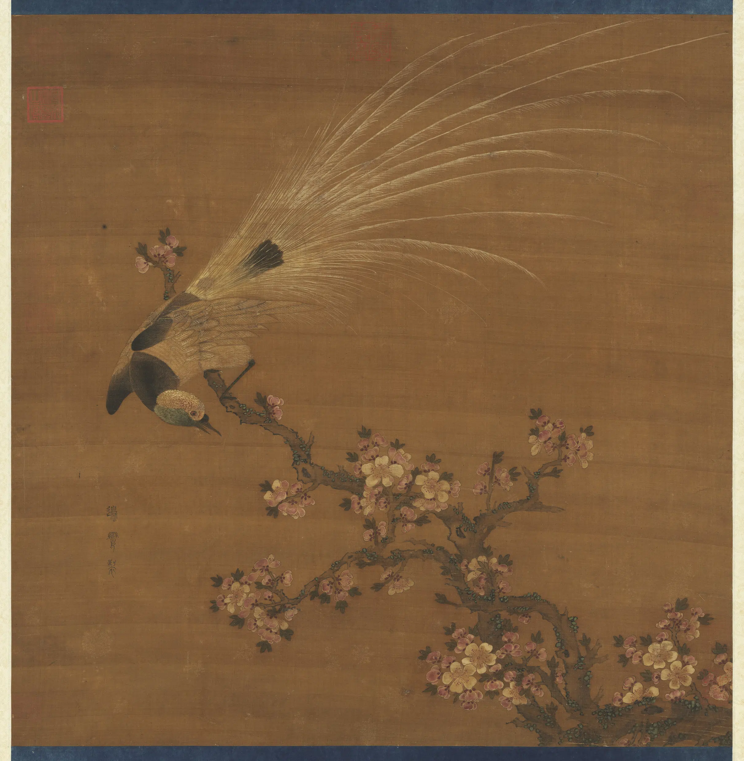 唐朝【边鸾】《花鸟图轴》