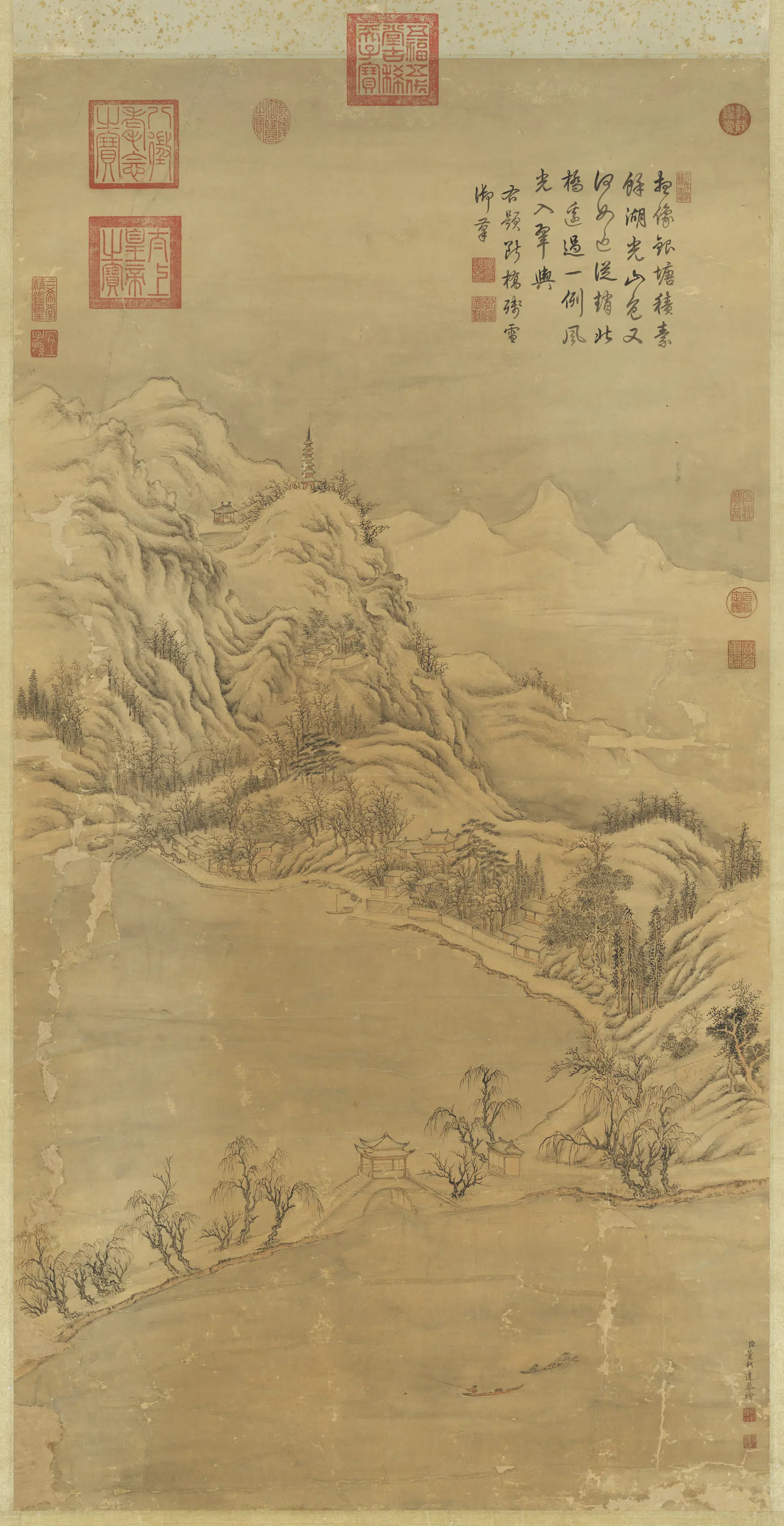清代【董邦达】《断桥残雪图轴》