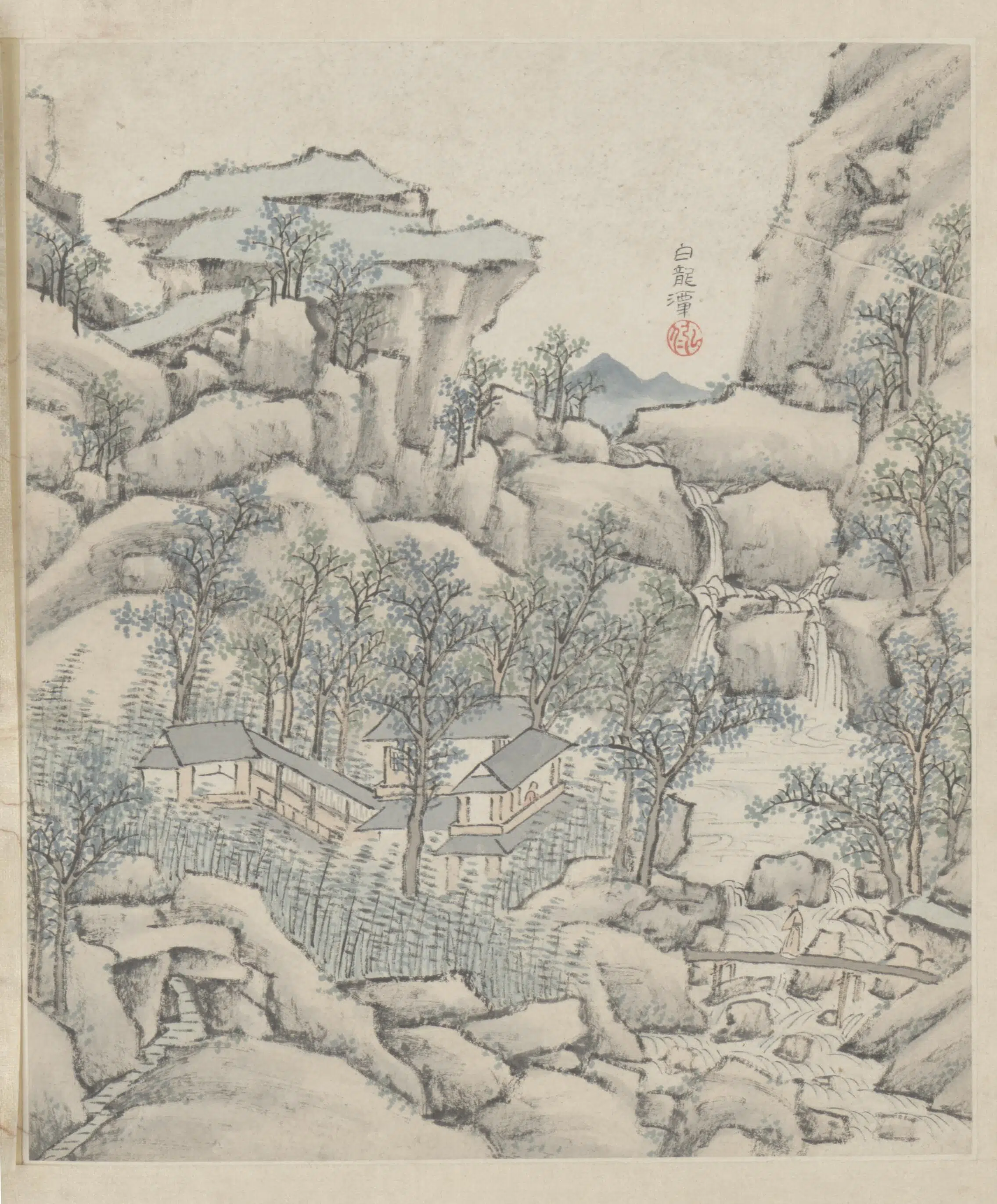 清代【弘仁】《黄山图册-60开》 第57张 清代【弘仁】《黄山图册-60开》 第57张