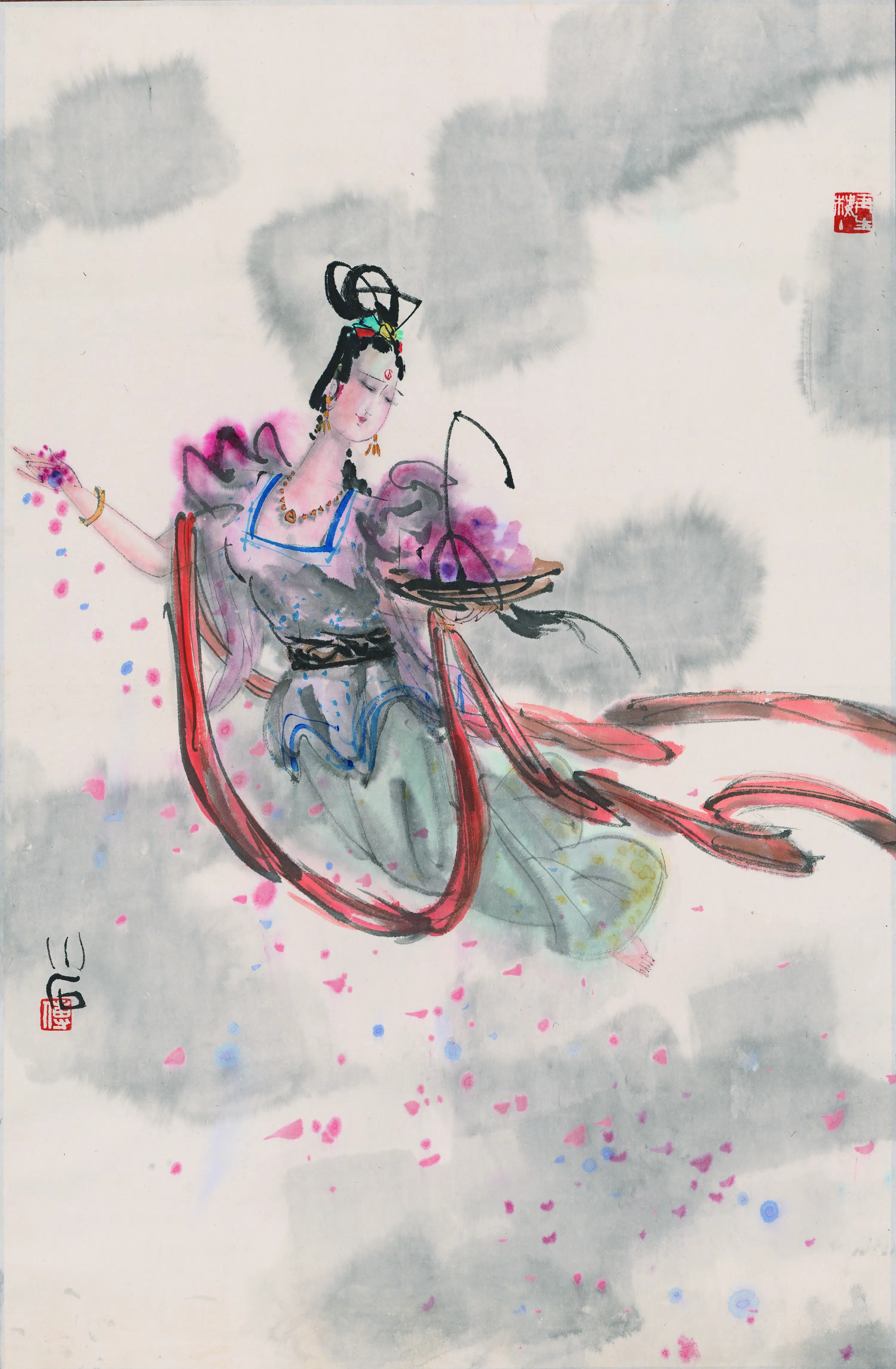 近现代【傅小石】《人物图轴》