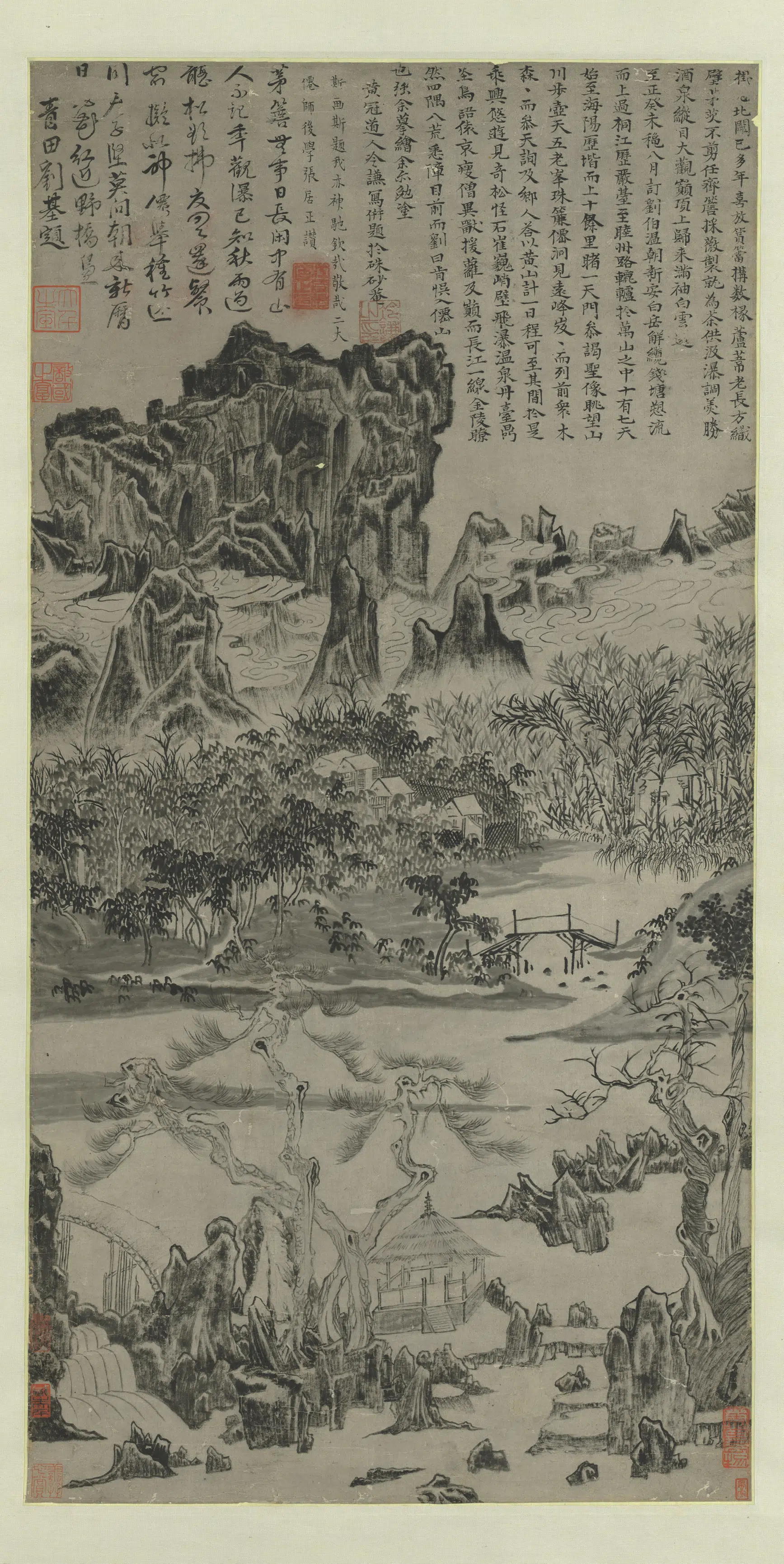 明朝【冷谦】《朱砂庵图轴》