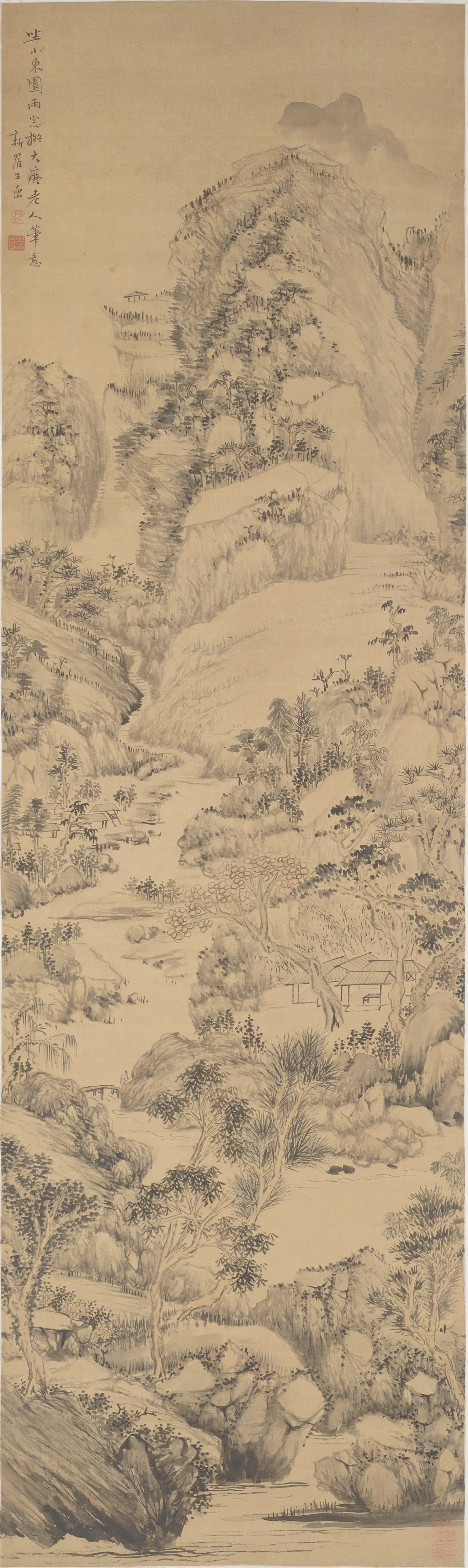 清代【华喦（华岩)】《仿大痴山水轴》