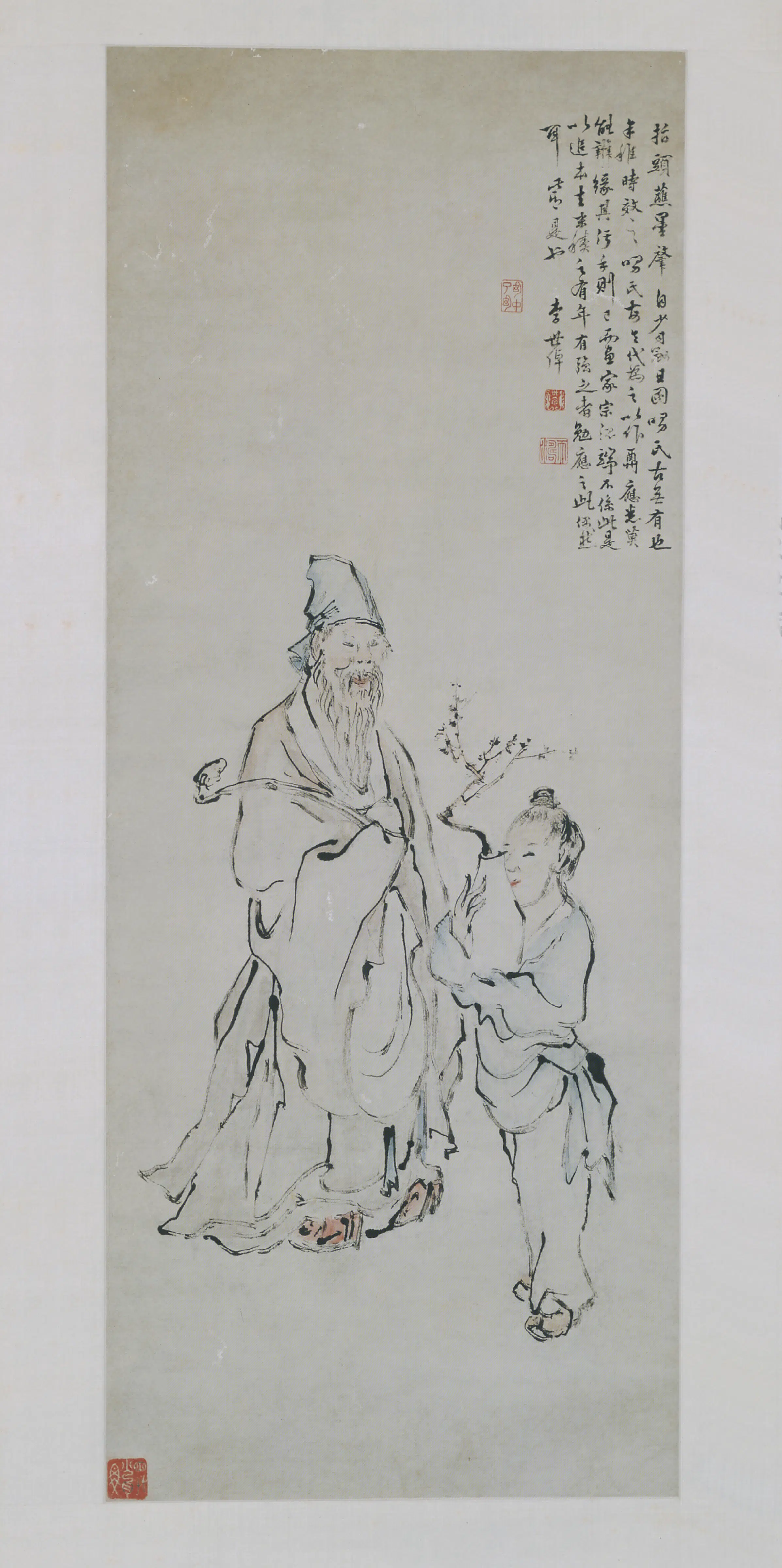 清代【李世倬】《指画岁朝图轴》