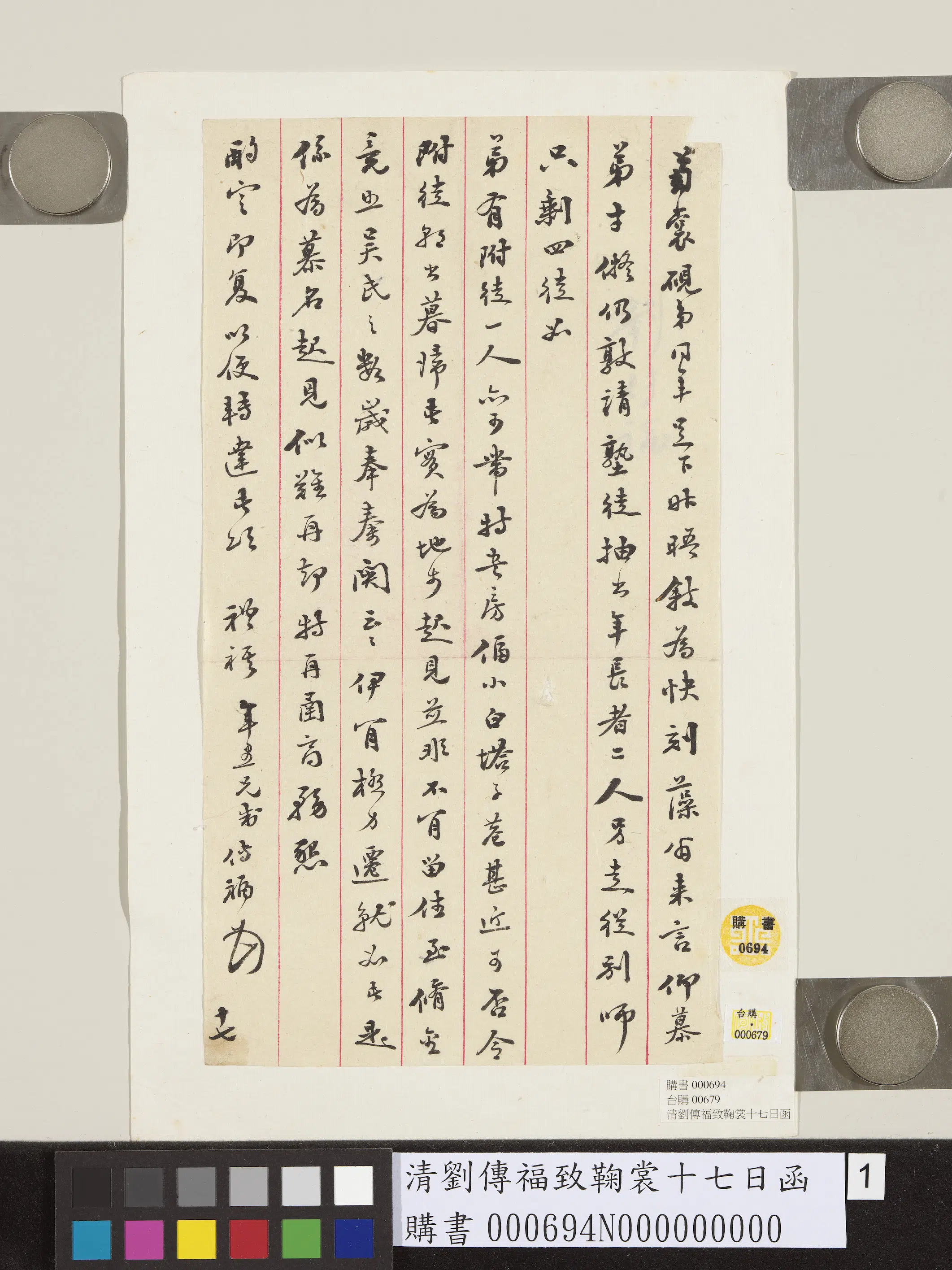 清代【刘传福】《致鞠裳十七日函》