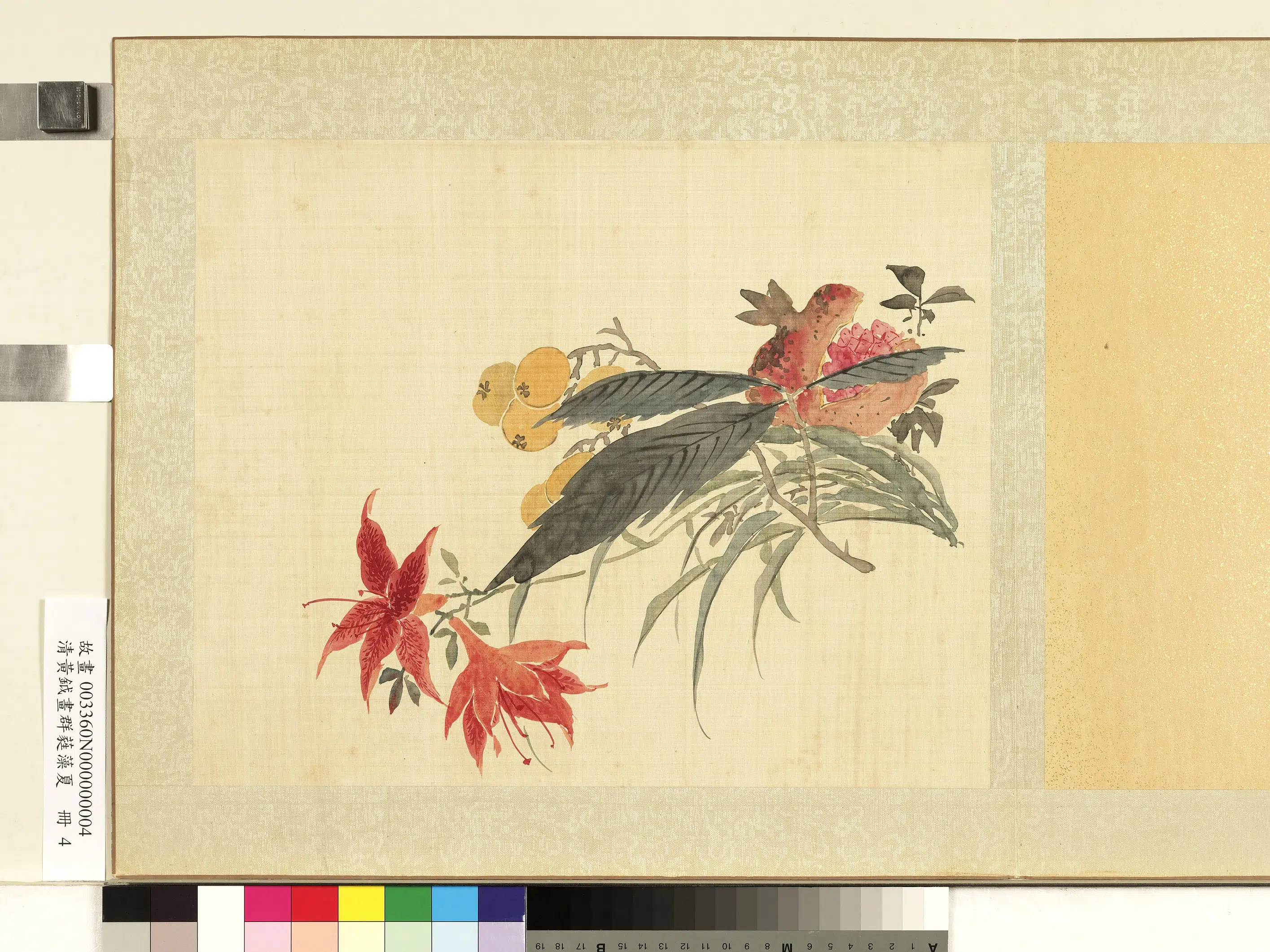 清代【黄钺】《画群蕤藻夏册-画萱榴枇杷》