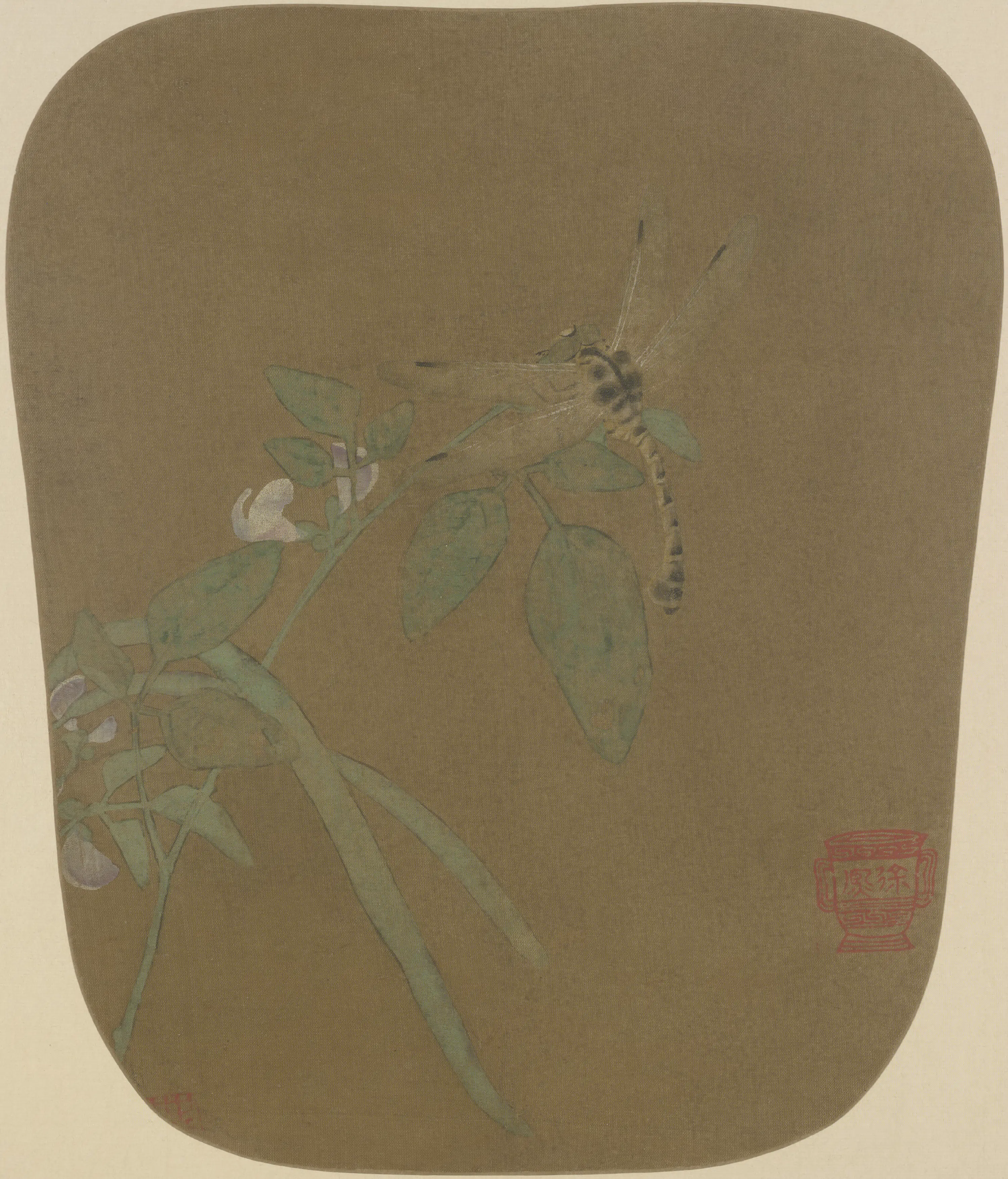 宋代【佚名】《宋人豆花蜻蜓图页》