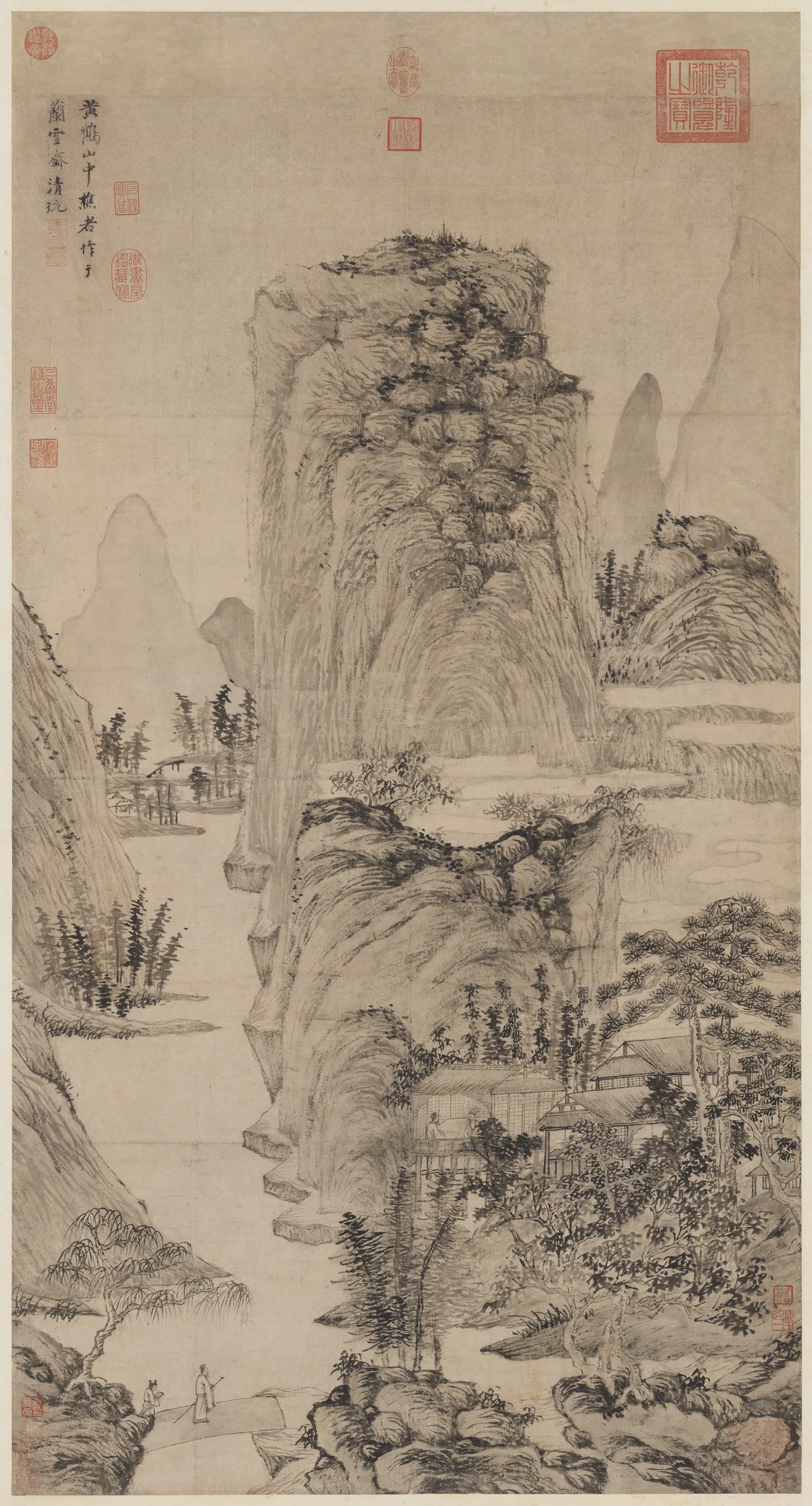 元朝【王蒙】《画兰亭雪霁图轴》