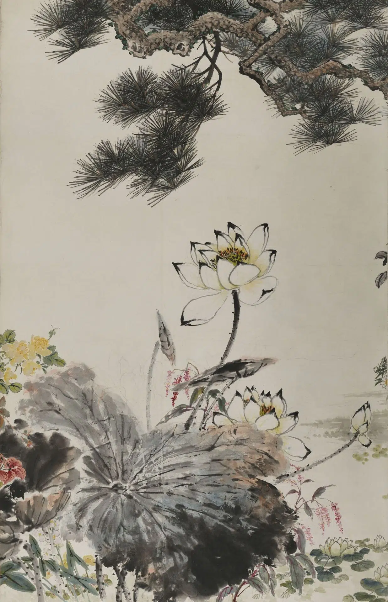 近现代【陆抑非】《群芳献瑞图张宗祥题六屏》