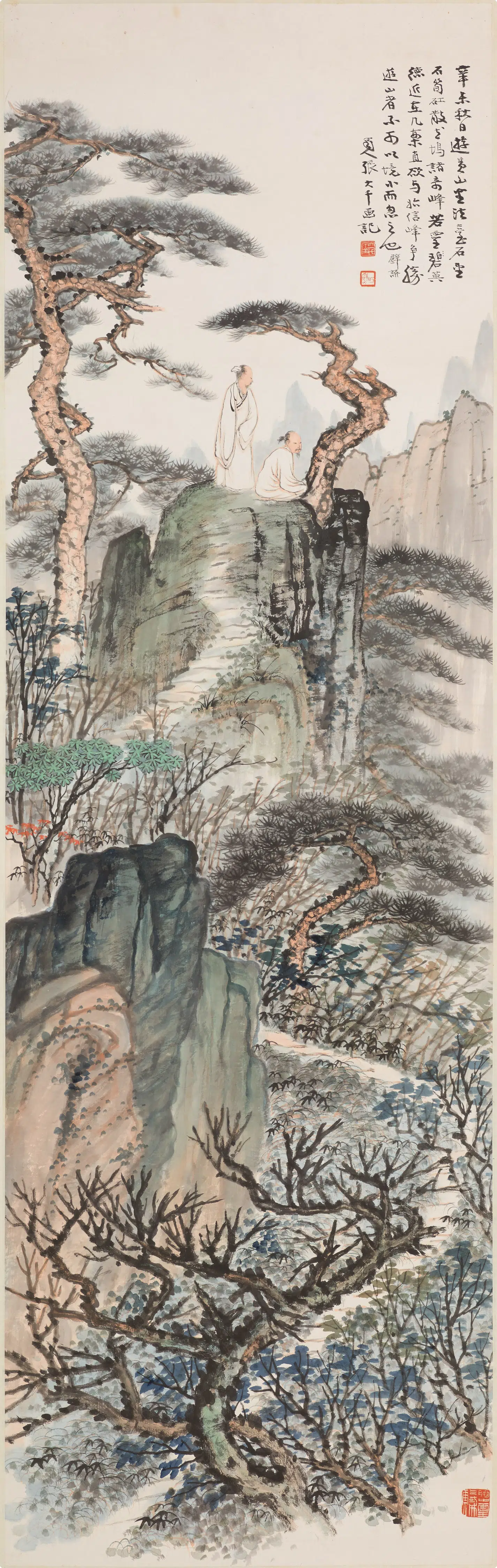 近现代【张大千】《黄山奇峰图轴》